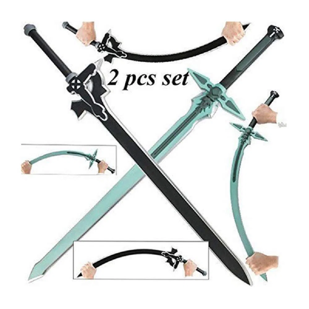 damdos Halloween rekwizyt pianka PU 80 cm ciemny odstraszacz Kirito Kirigaya miecz Kirigaya Kazuto Cosplay Yuuki Asuna czarny miecz (2 szt./zestaw)