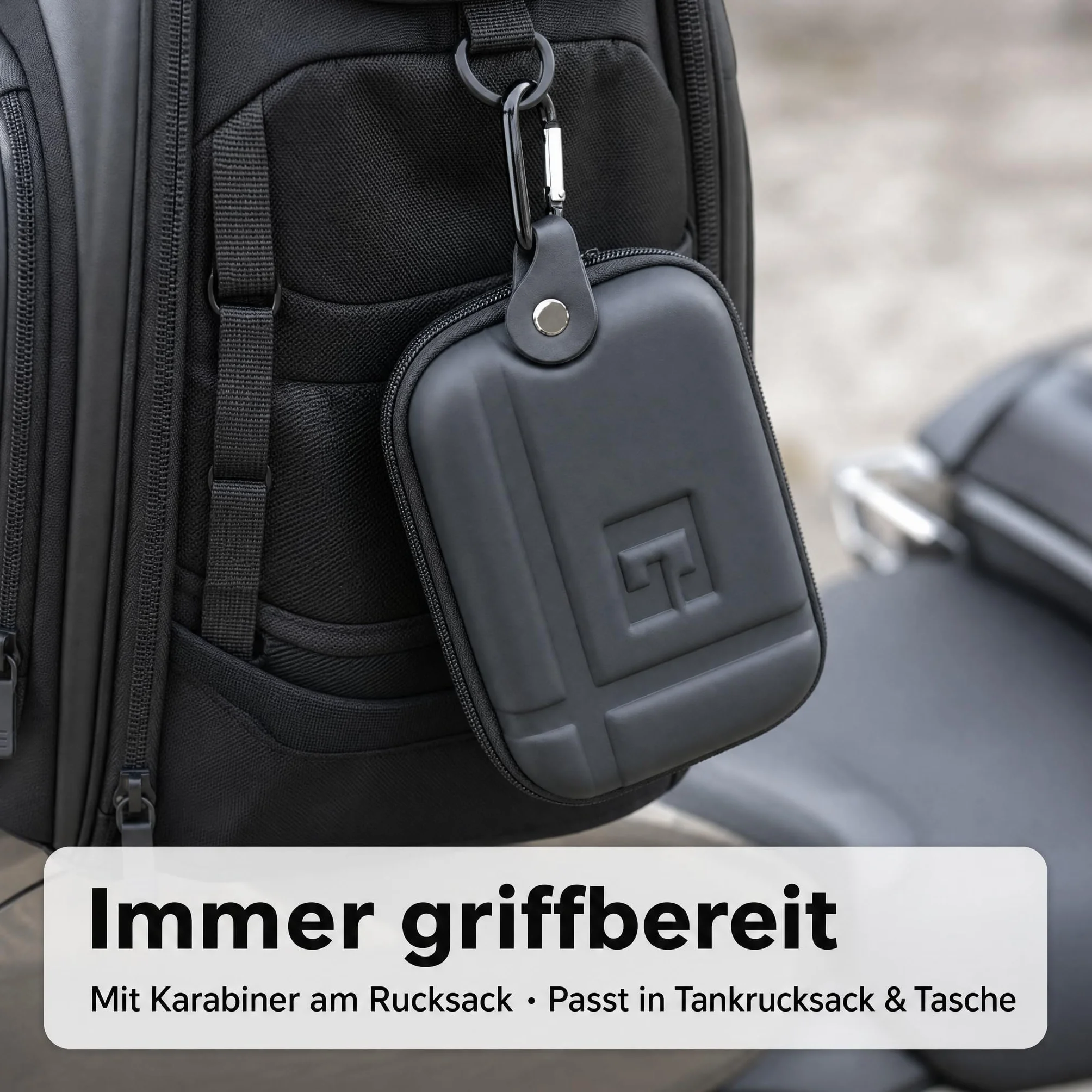 caseroxx Torba GPS kompatybilna z Garmin Zumo XT, twarda obudowa z gumowym ściągaczem i kieszenią na akcesoria, odporna na uderzenia i praktyczna w podróży – torba na nawigację i etui na GPS
