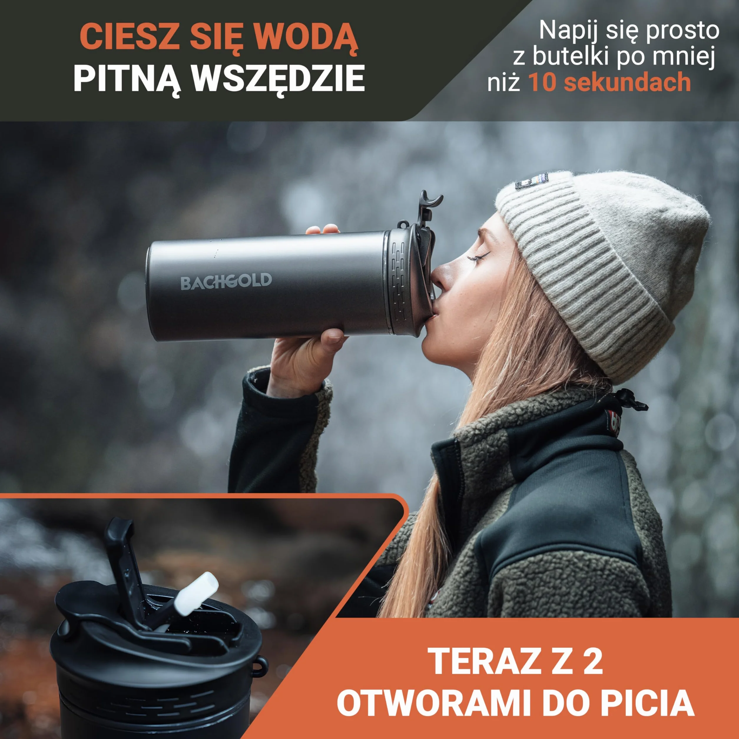 Bachgold Zewnętrzny filtr do wody 1500 l Usuwa 99,99% bakterii mikroplastik chlor Odporny na blaknięcie do butelek 800ml