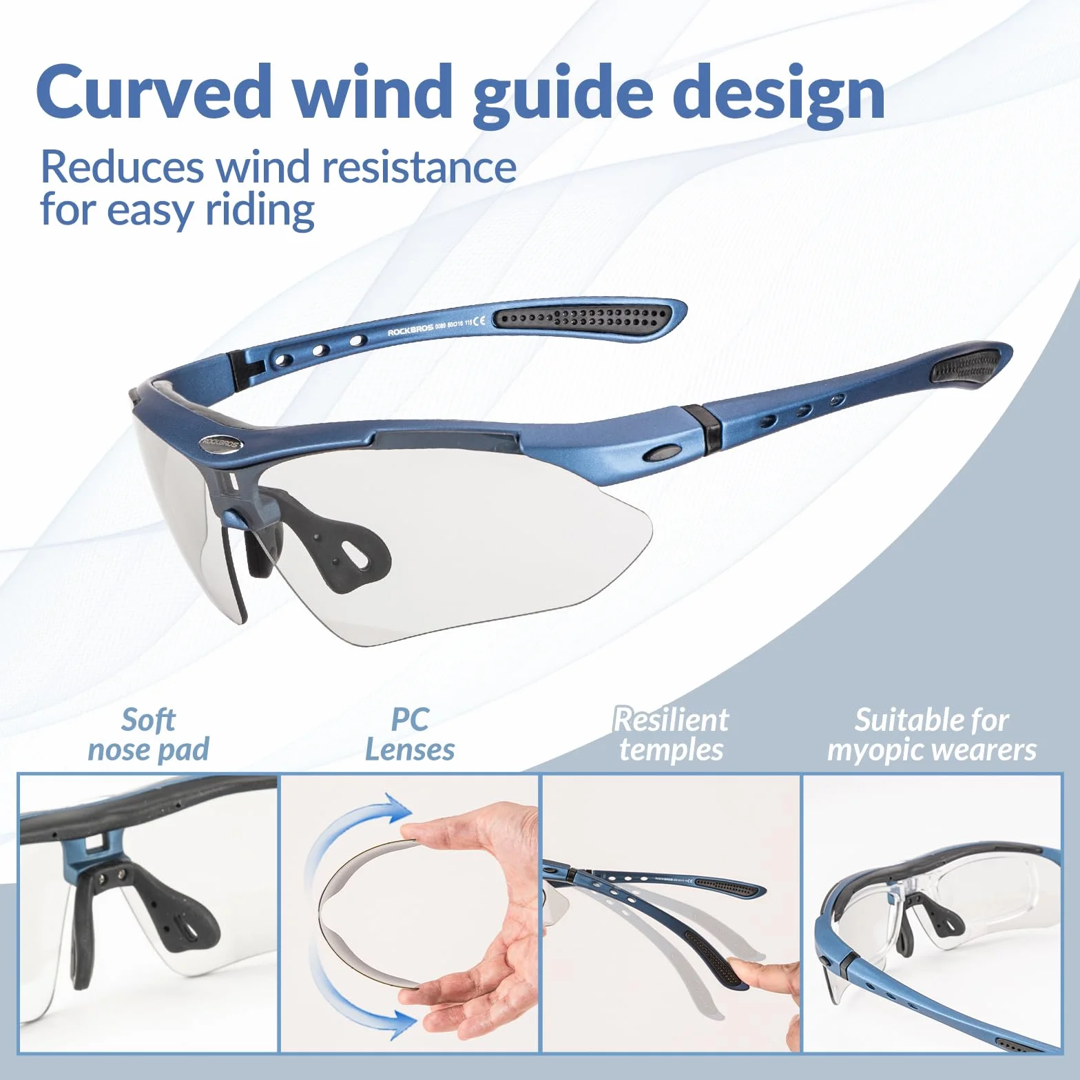 ROCKBROS Okulary Rowerowe Samoprzyciemniające Się/Okulary z Polaryzacją Okulary Przeciwsłoneczne dla Mężczyzn Kobiety UV 400 z Pałąkiem na Świeżym Powietrzu Sporty Jazdy Bieganie MTB