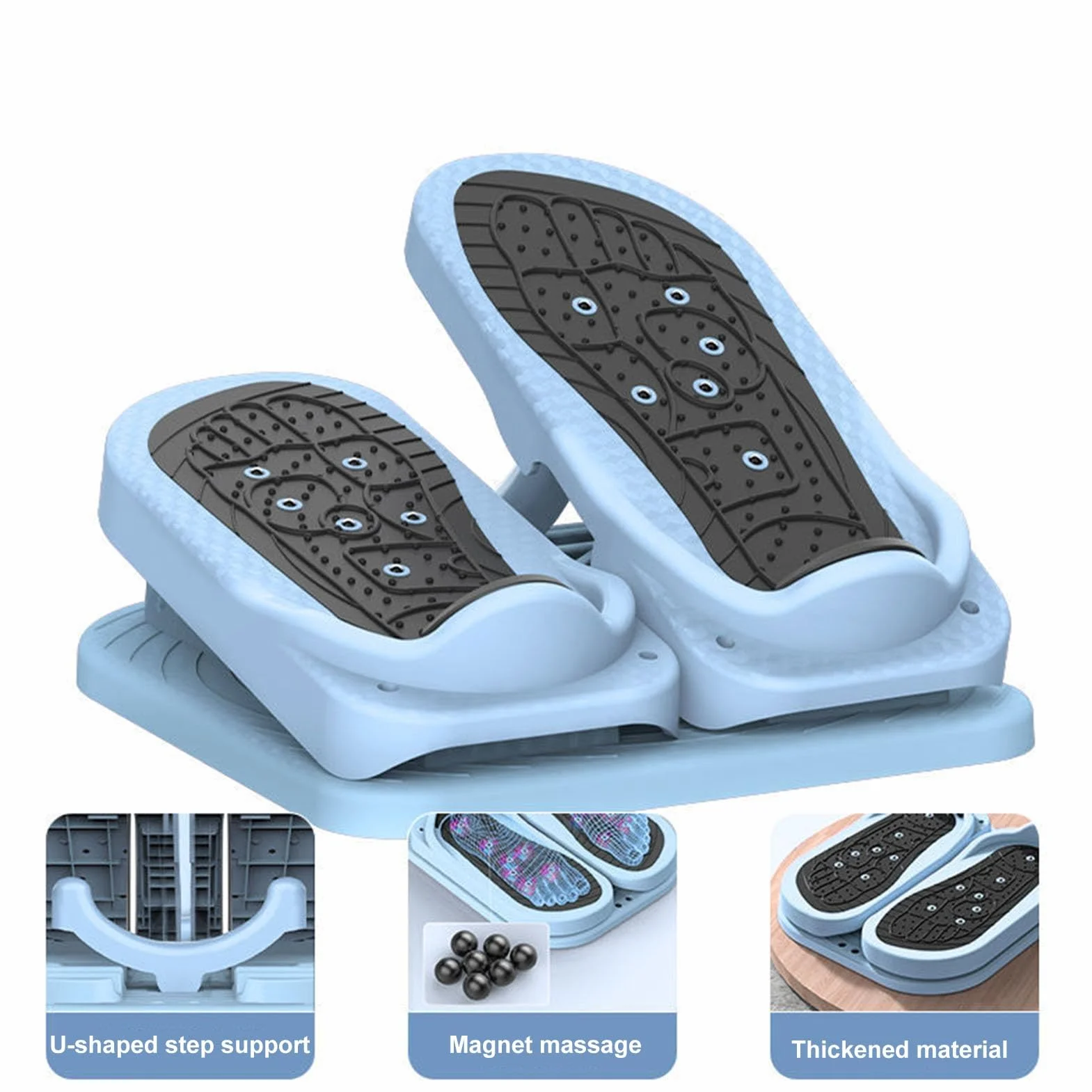 Mini stepper pod biurkiem pedał do ćwiczeń siedzący krokowy składany pedał antypoślizgowy stóp Stepper masaż Stepper/566 (Material : Blue, Size : Blue)