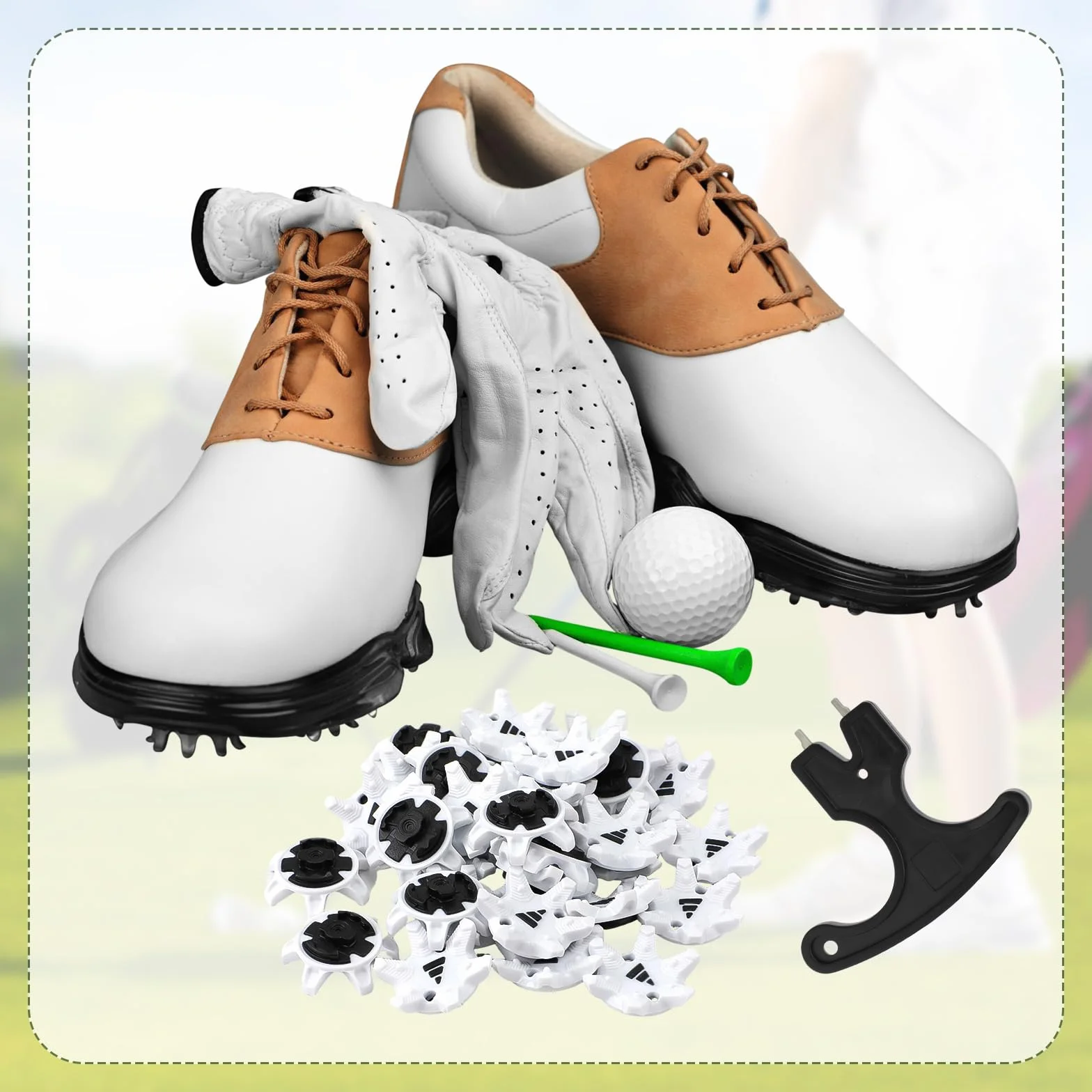 31szt Kolców Golfowych, Zatrzaski do Butów Golfowych z Kluczem Latwa Instalacja Zamienniki Kolków Golfowych do Butów Golfowych dla Milosników Golfa(Bialy Czarny)
