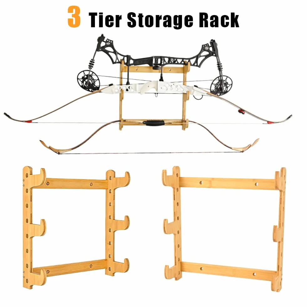 Regał łukowy, uchwyt ścienny do łuku, wielowarstwowy, stojak na łuki i strzały z bambusa, regał magazynowy, uniwersalny uchwyt łukowy, stojak do Recurve, Compound Bow Longbow