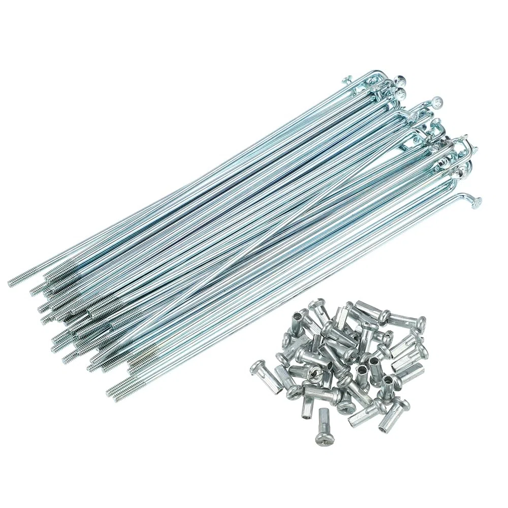 Szprychy rowerowe 13G 2,3 mm ze stali nierdzewnej 304 szprychy rowerowe 65-305 mm, srebrne szprychy koła J z miedzianym smoczkiem do rowerów górskich, rowerów elektrycznych, trójkołowych