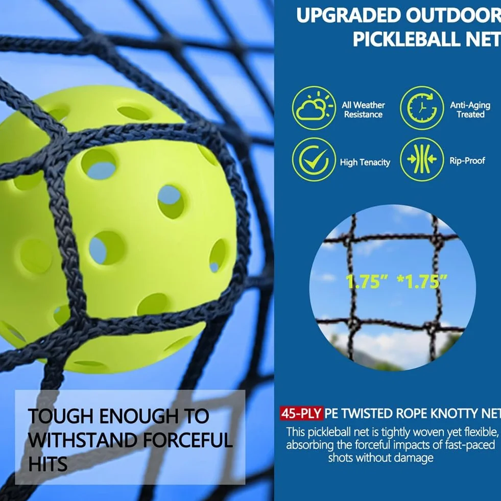 Przenośny System Siatki do Pickleballa do Gry w Pomieszczeniach/na Zewnątrz, 22 Stopy Regulowana Siatka do Pickleballa do Instalacji w Ogrodzie.
