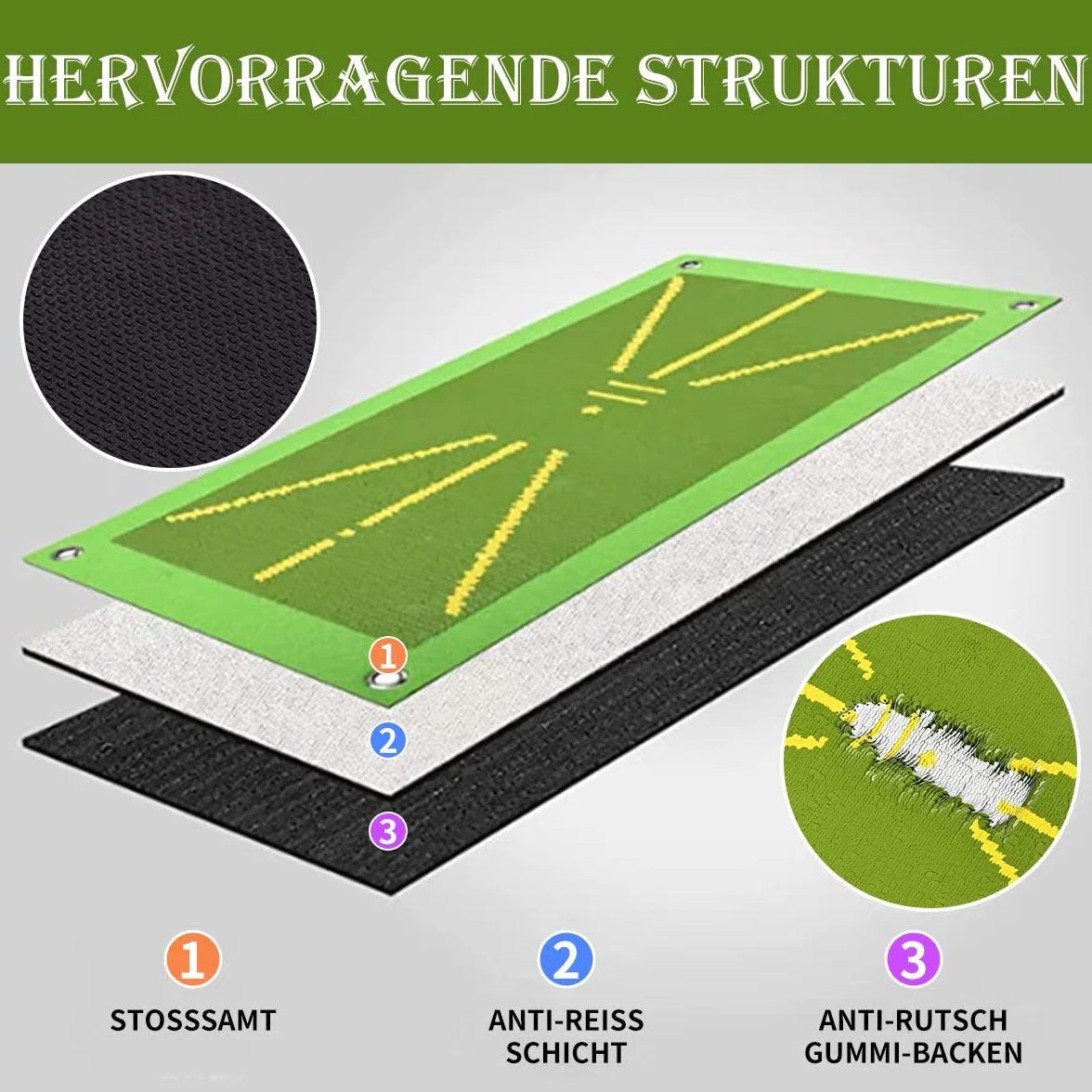 Maxee Mata do treningu golfa, mata treningowa do golfa do wykrywania uderzeń, do analizy drogi zamachowej i prawidłowego trzymania rakiety, mata do ćwiczeń golfowych do użytku wewnątrz i na zewnątrz,