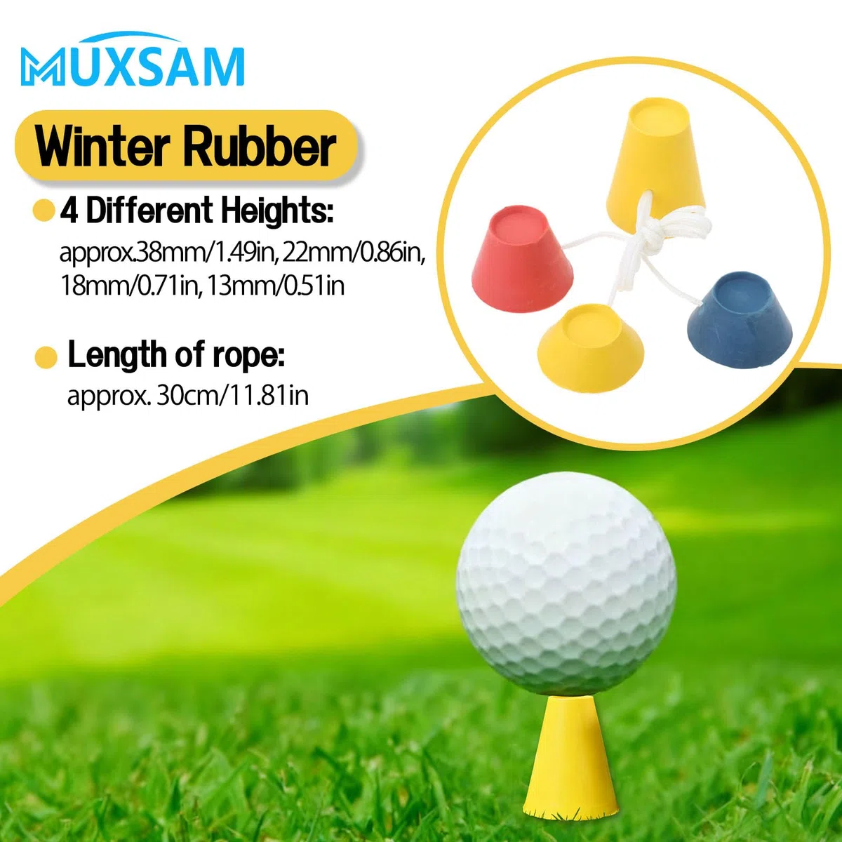 MUXSAM 4 szt. gumowe zimowe koszulki golfowe 38 mm 22 mm 18 mm 13 mm guma na mroźne dni.