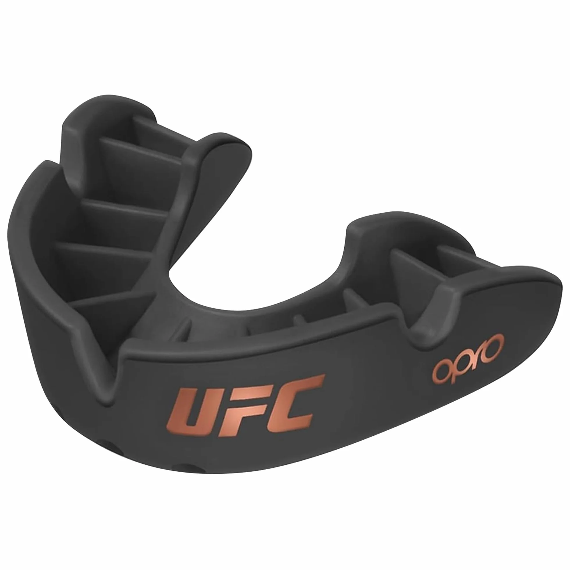 OPRO Bronze Level UFC sportowy ochraniacz na zęby dla dorosłych i dzieci z etui i urządzeniem montażowym, gumowa osłona do UFC, MMA, boksu, BJJ i innych sportów walki (czarny, dorosły)