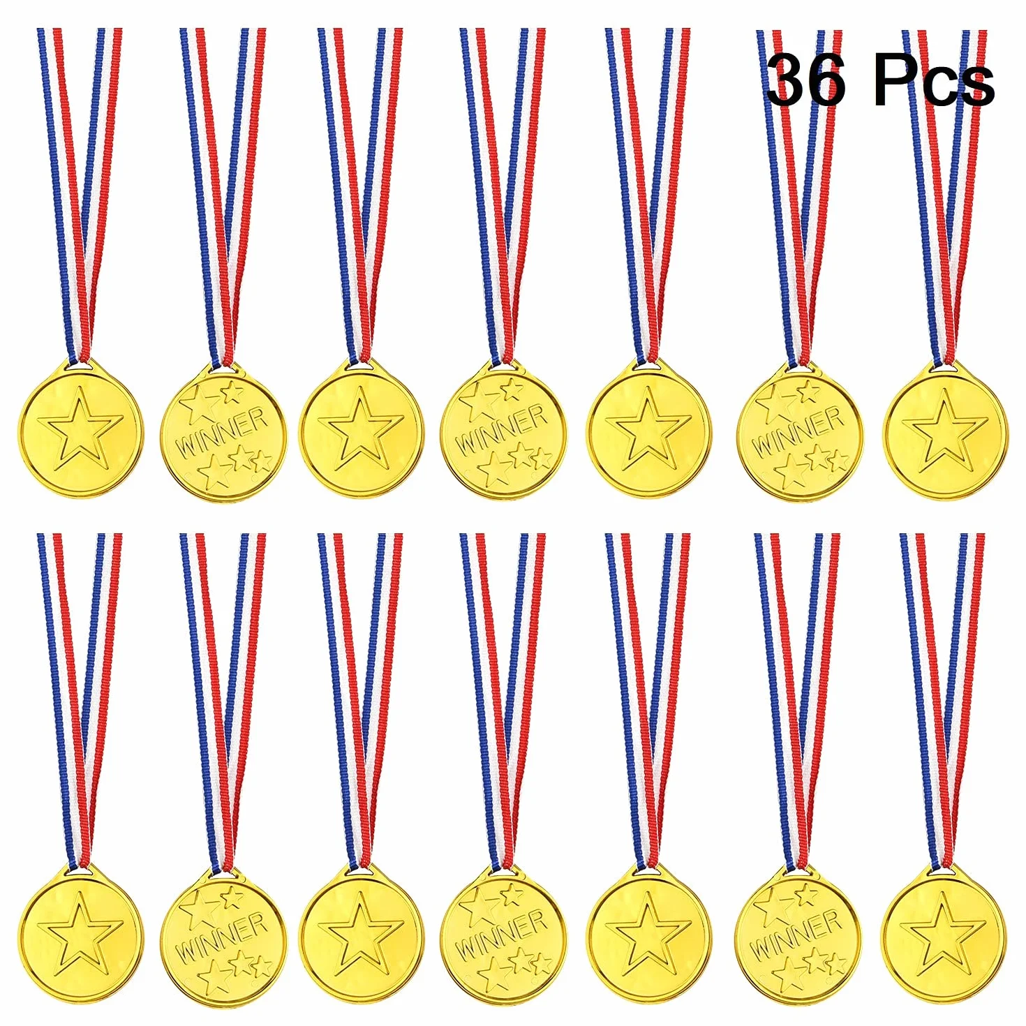 FEPITO 36 szt. złotych medali zwycięzcy plastikowe medale złoty medal dekoracje imprezowe i nagrody sportowe