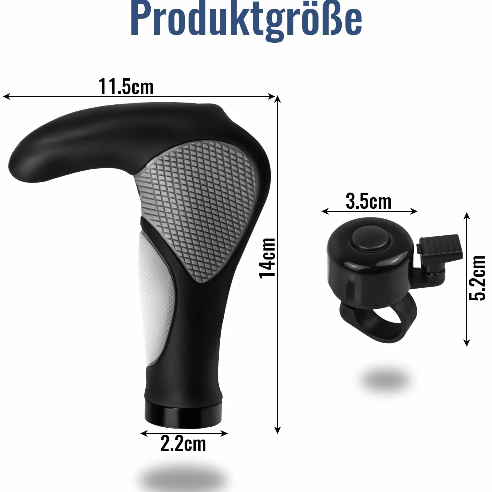 rietegio Uchwyty na kierownicę i dzwonek rowerowy, dwie strony Lock-On Design Ergonomiczna antypoślizgowa kierownica do rowerów górskich 22 mm rowerów górskich, e-skuterów, rowerów wyścigowych i