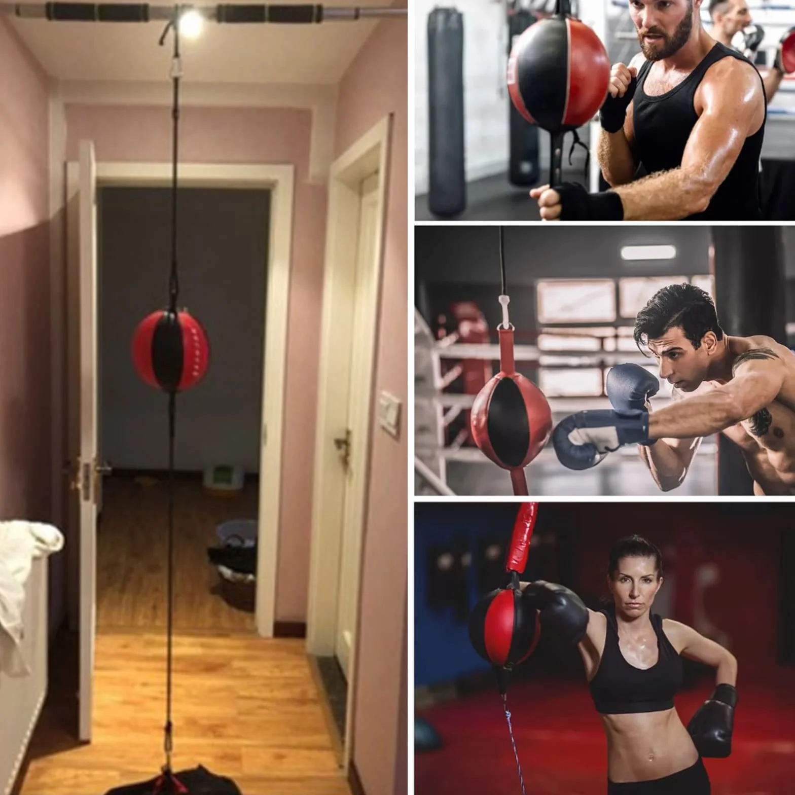 Speed Punch Bag, Gruszki treningowe, Dwustronna zawieszona piłka bokserska, skórzany deszcz worek bokserski Speedball do treningu Trening sprawnościowy MMA boks sportowy worek bokserski