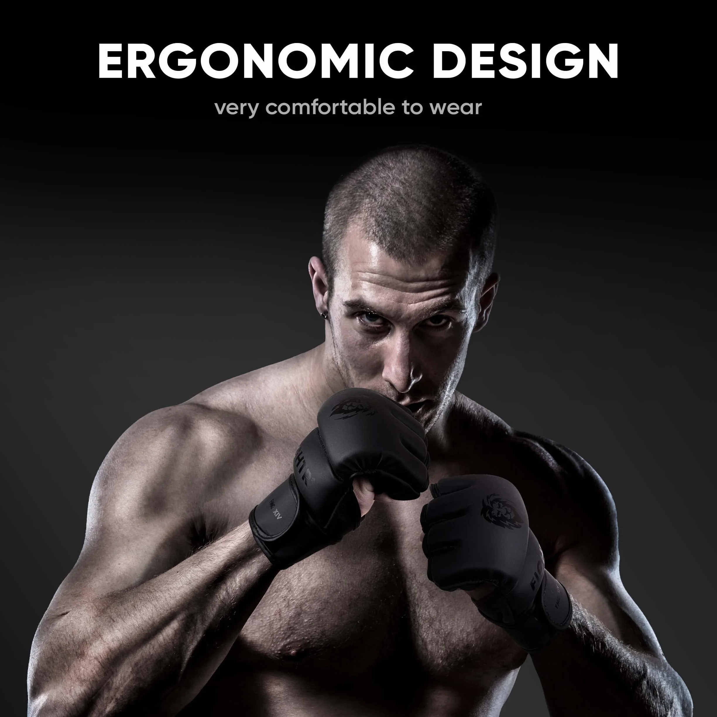 FIGHTR® Rękawice MMA dla idealnej stabilności i siły uderzania, rękawice do gry MMA, worek z piaskiem, sparing i treningi, w zestawie torba do przenoszenia