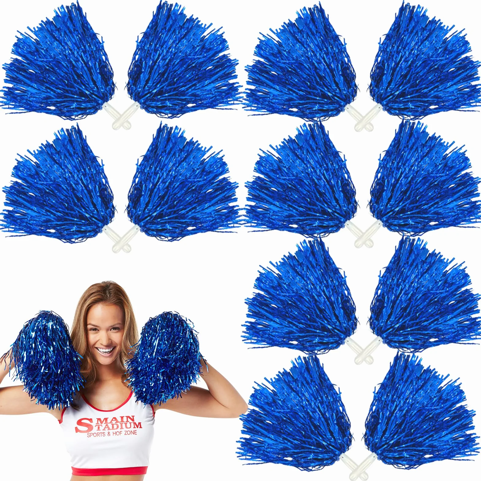 GBKDQQ 12 pomponów cheerleaderek, pomponów sportowych, cheerleaderek, nadają się na imprezy sportowe, gry w piłkę, tańce, imprezy karnawałowe, niebieskie