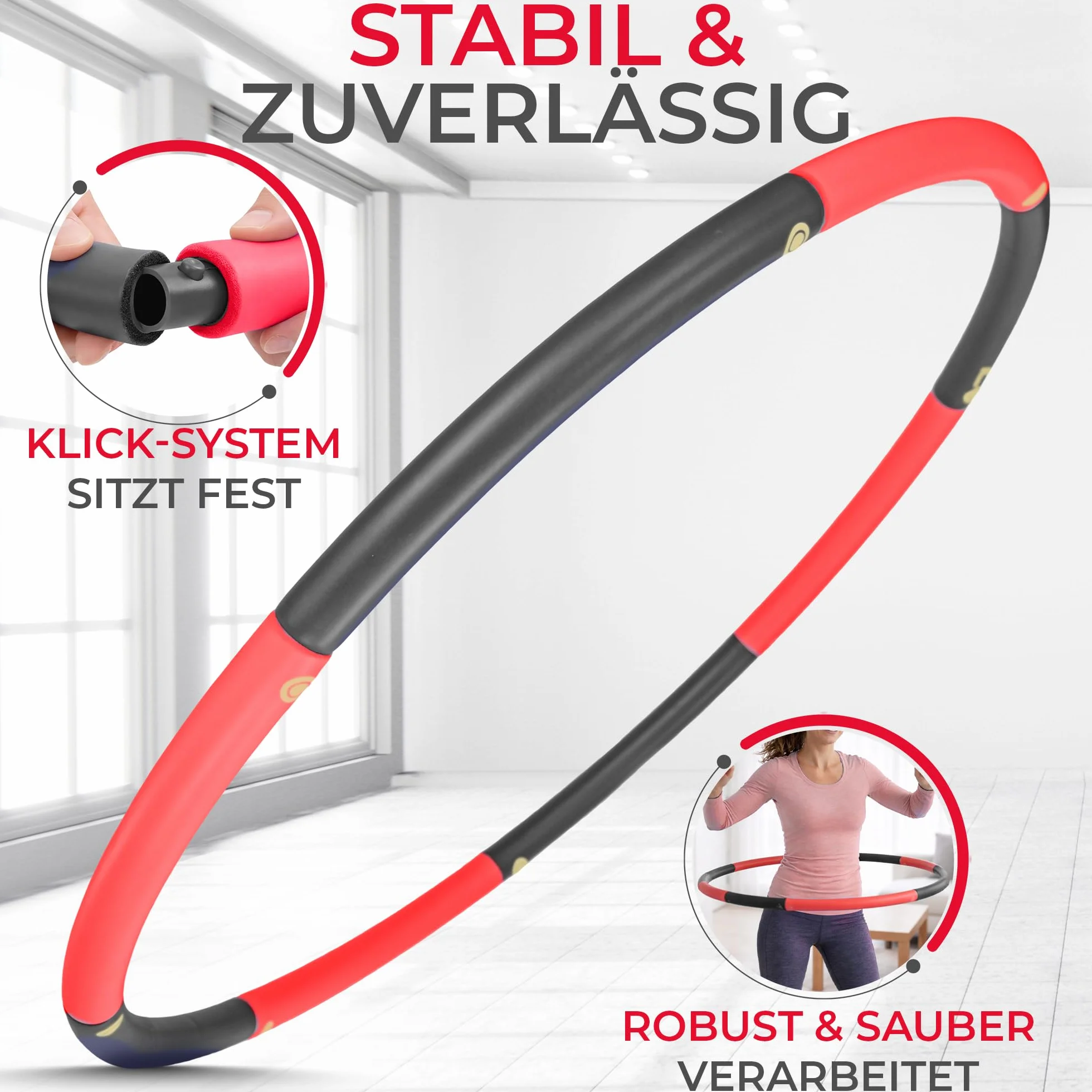 Hula hop dla początkujących, bez fal i wypustek, 1 kg do 1,5 kg, 75-100 cm, 6-8 segmentów, Hullahub Fitness Sport dla dorosłych do odchudzania