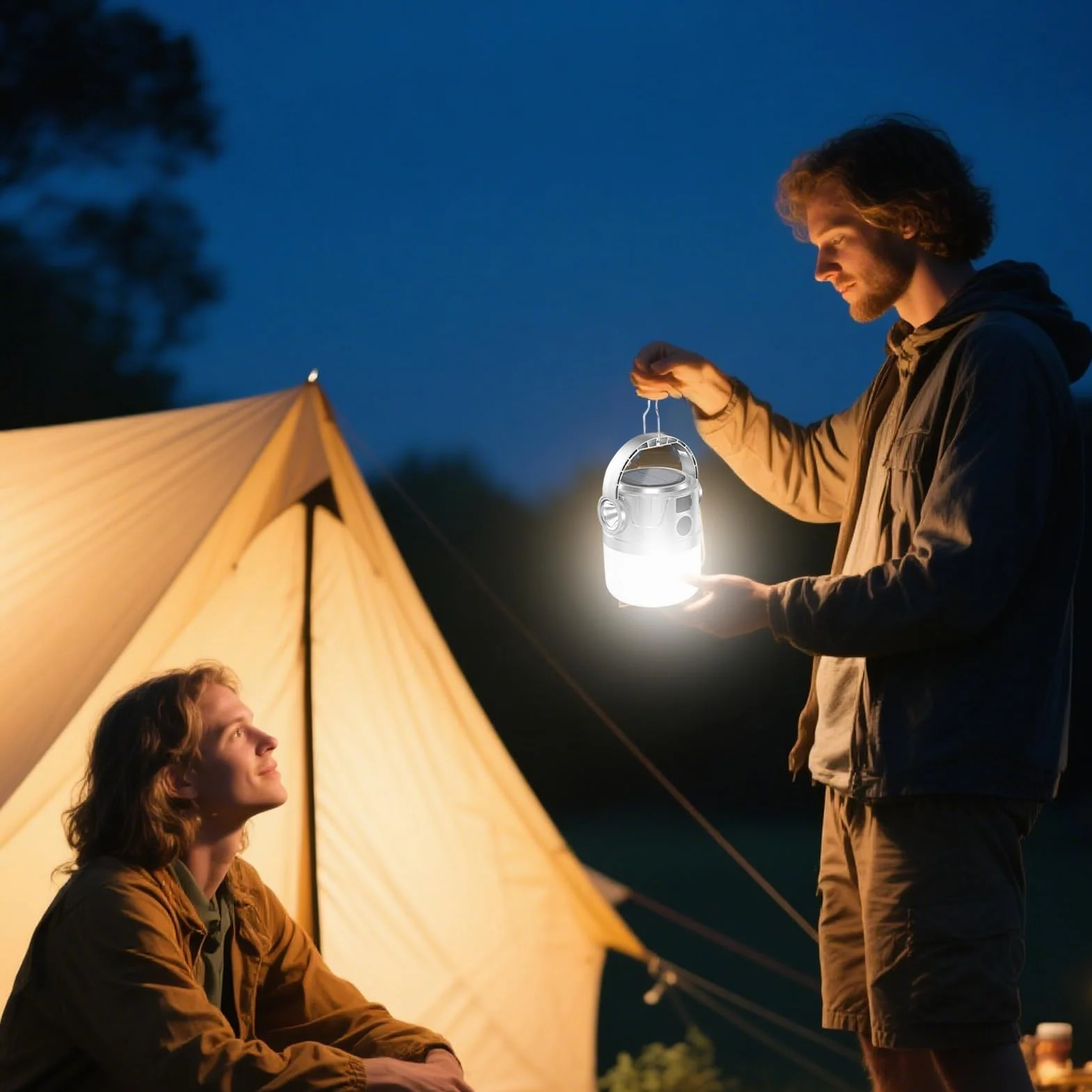 Lampa solarna na kemping | Latarnia kempingowa LED z możliwością ponownego ładowania, z USB, przenośna lampa outdoorowa z cyfrowym wyświetlaczem, na wędrówki, wędkowanie i kemping