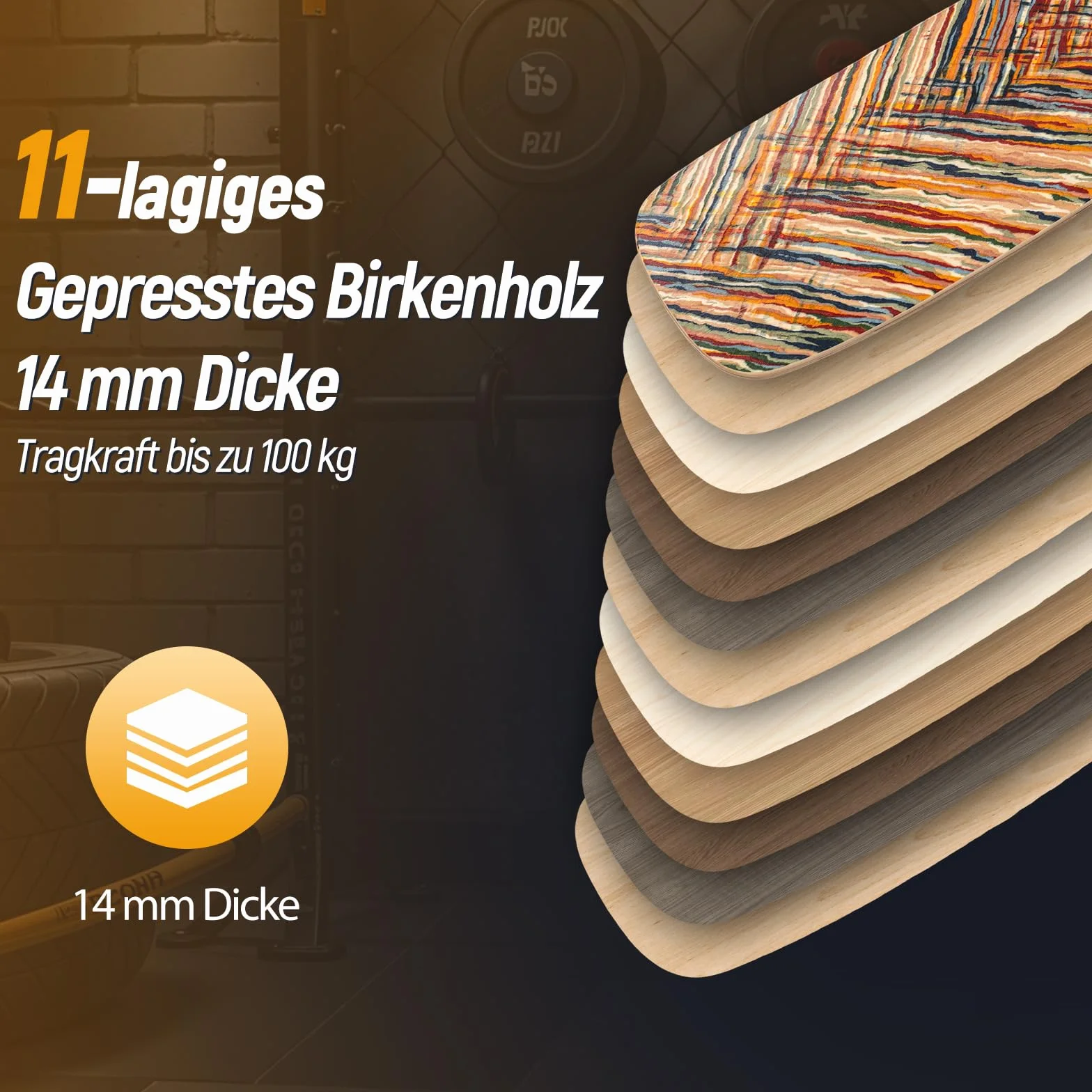 COSTWAY Deska balansowa z drewna brzozowego, 14 mm deska do poruszania się + rolka korkowa 10 mm, trenażer równowagi z certyfikatem FSC, obciążenie do 100 kg, deska do balansowania dla dzieci i
