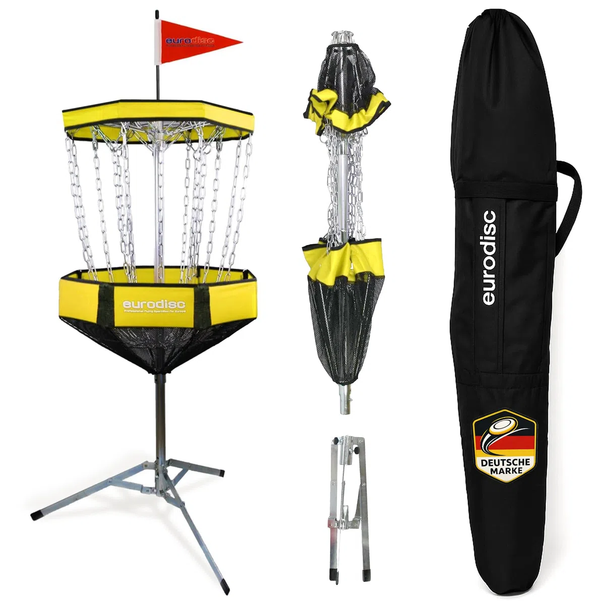 eurodisc Disc Golf kosz Chainwalker, Disc Golf Target - wysokość: 140 cm - przenośny, przenośny, lekki i do złożenia - w zestawie torba do przenoszenia