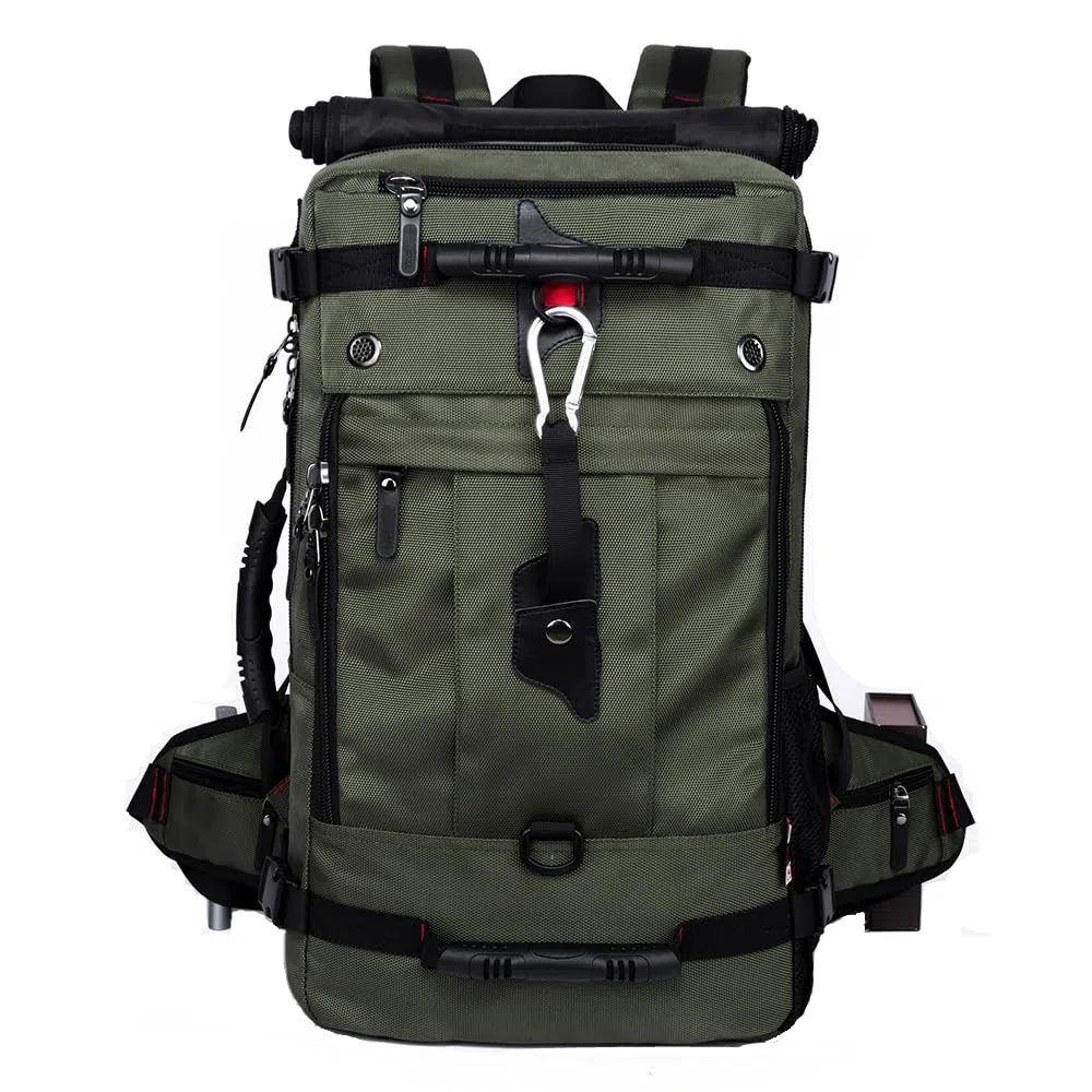 Plecak turystyczny 40 l, na zewnątrz, sport, podróże, fitness, trekking, 3 w 1, jako plecak, torba na ramię, duża wodoodporna torba antykradzieżowa z zamkiem, zielony, L