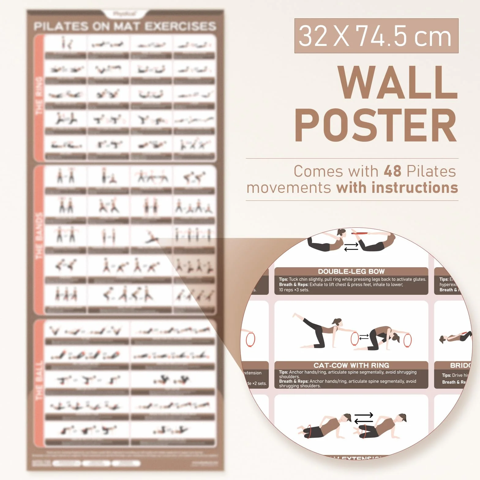 PhysKcal Zestaw do pilatesu, 38 cm pierścień do pilatesu z 1 x kulką rdzeniową, 3 x odpornymi pętlami i 2 x taśmami elastycznymi, domowy pilates na macie niezbędny zestaw