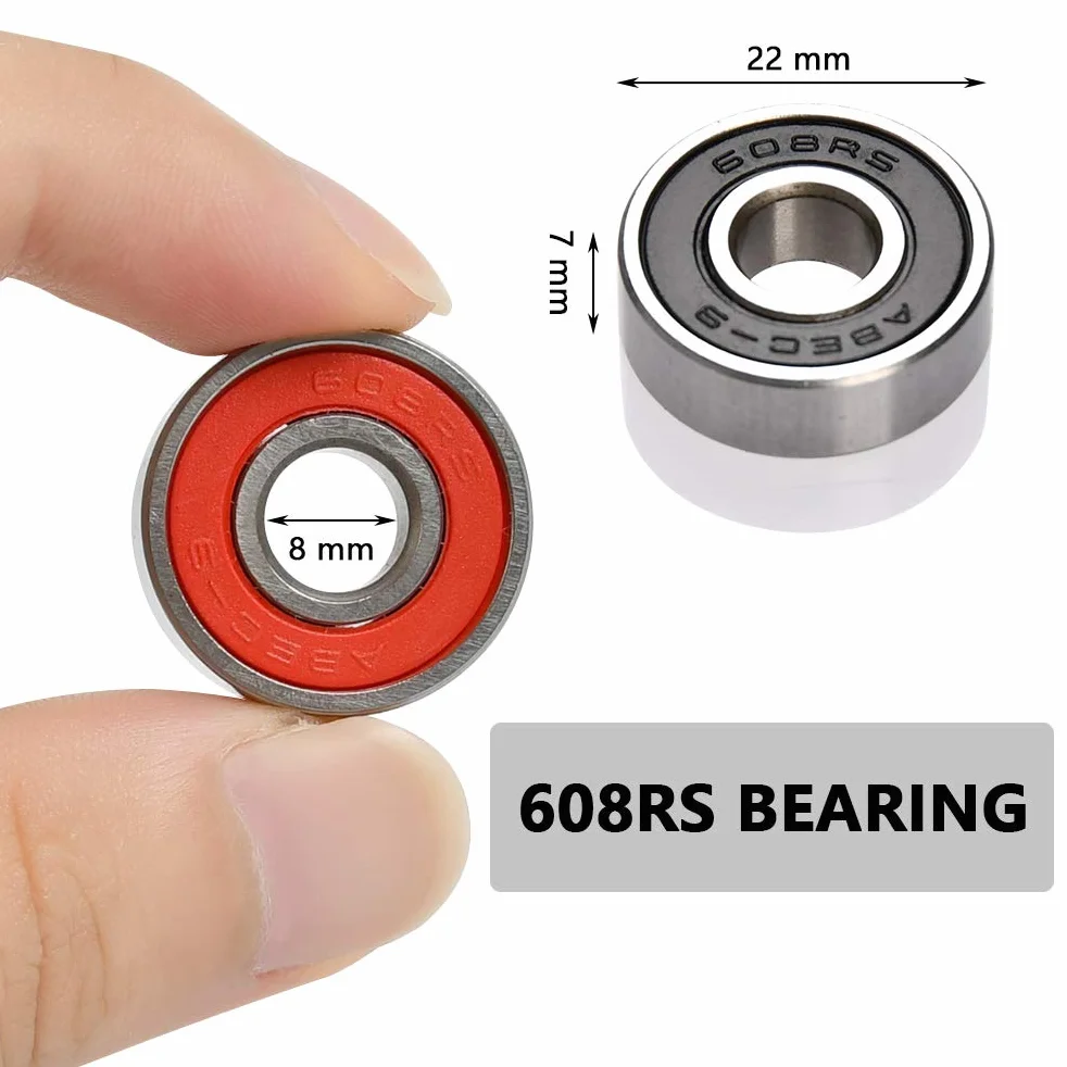 TIMESETL Łożyska kulkowe 608RS ABEC-9, 20 sztuk, odporne na tarcie, metalowe, podwójnie ekranowane, miniaturowe, rowkowane, łożyska kulkowe do deskorolek, skuterów, rolek