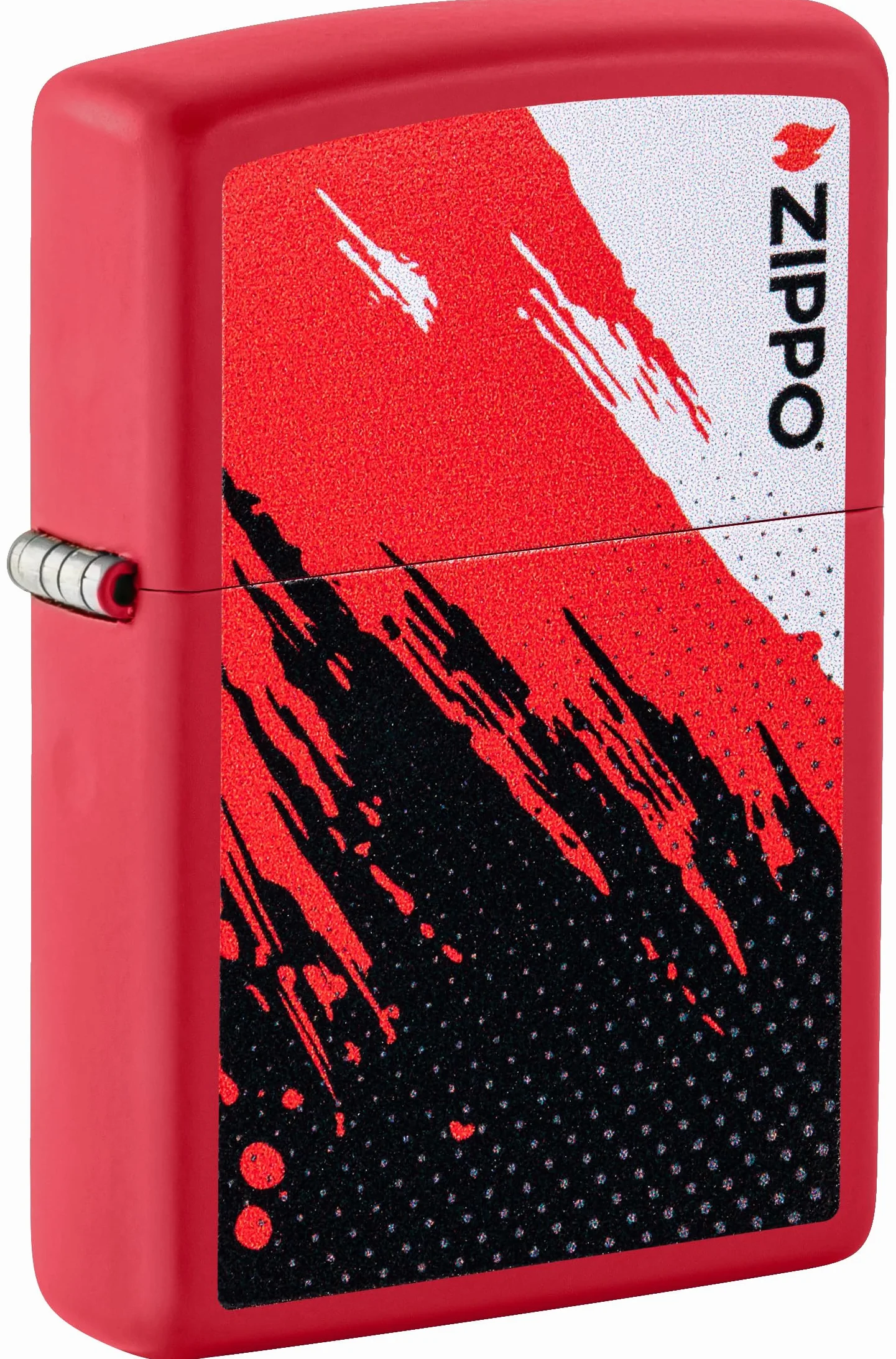 Zippo Zapalniczka Sztormowa Czerwona Matowa Kolorowy Nadruk Odporna na Wiatr Wielokrotnego Użytku Wyprodukowana w USA