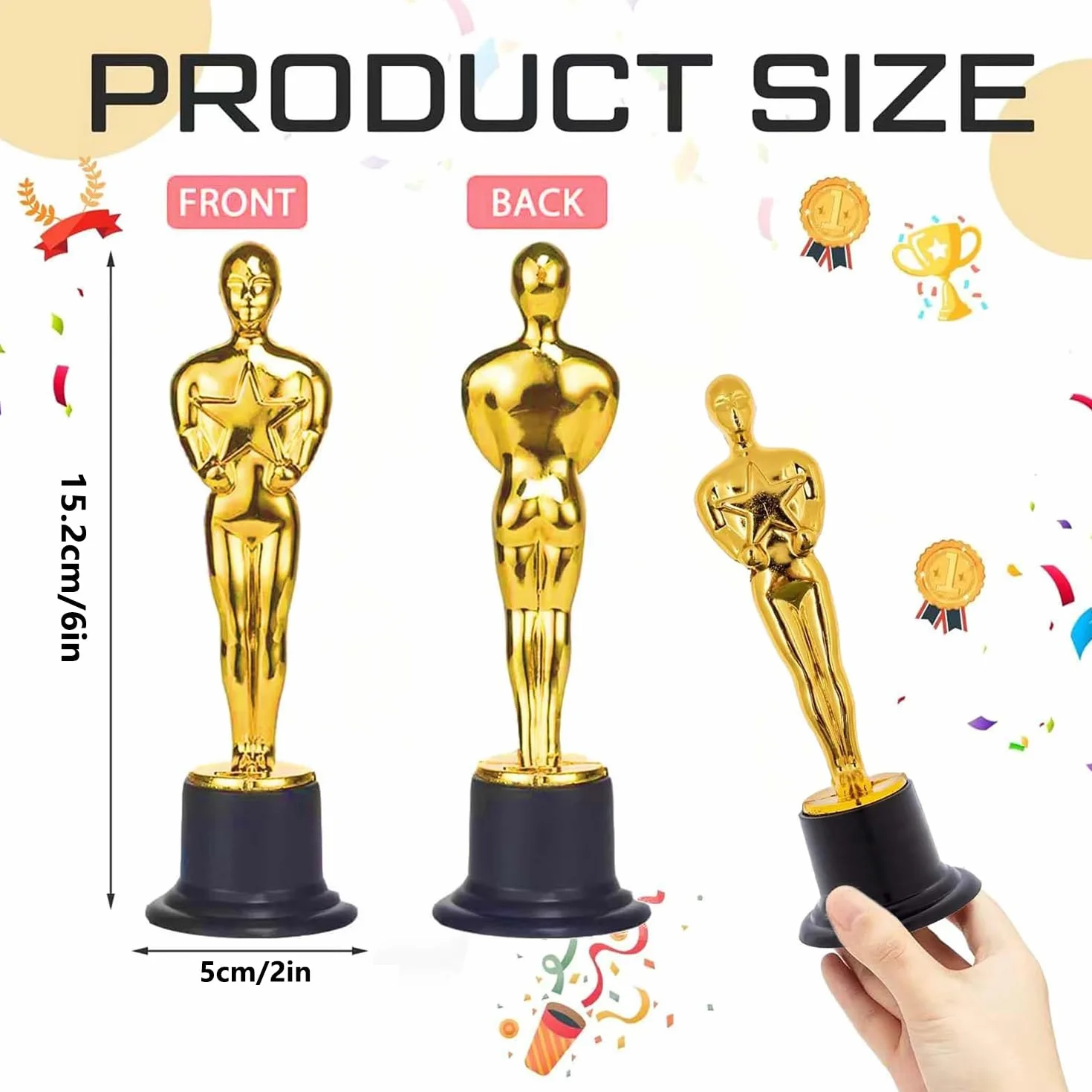 12 Złotych Trofeów Statuetki, Kawałki Trofeów Dla Dzieci, Mini Plastikowe Złoto Trofea, Plastikowe Trofea Piłka Nożna Dla Dzieci Sport, Piłka Nożna, Uroczystości, Imprezy, Nagrody Szkolne