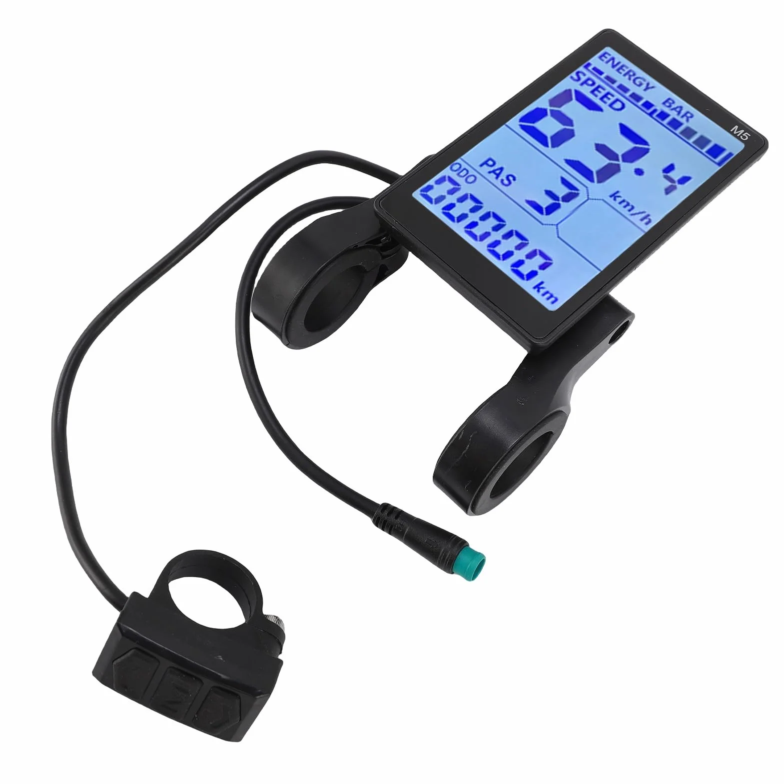Asixxsix Wyświetlacz Roweru Elektrycznego, Wodoodporne Złącze 5-pinowe Prędkościomierz Rowerowy Kompatybilny z kierownicą 22,2 Mm, Licznik Rowerowy z Monitorowaniem Danych w Czasie Rzeczywistym dla