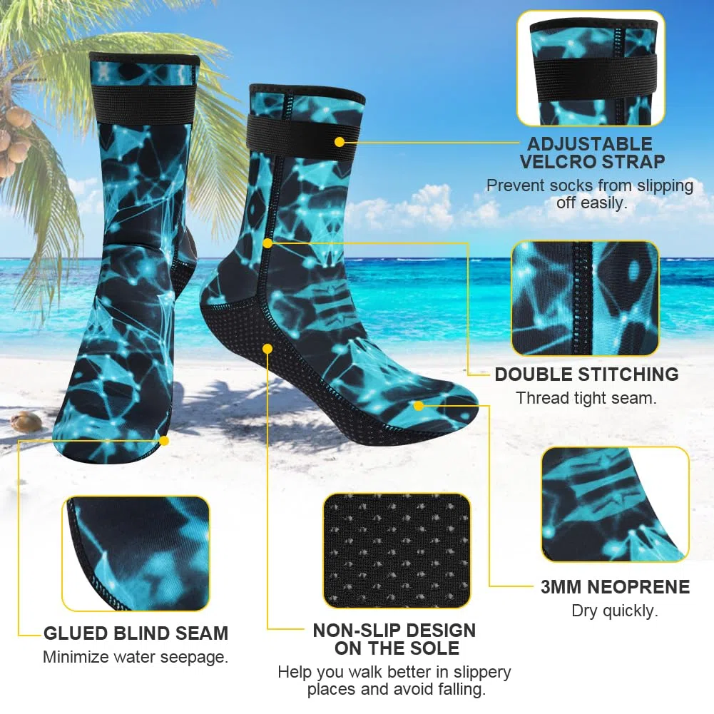 flintronic Skarpety Neoprenowe 3 mm, Antypoślizgowe, Termiczne, Unisex, XL, Czarne