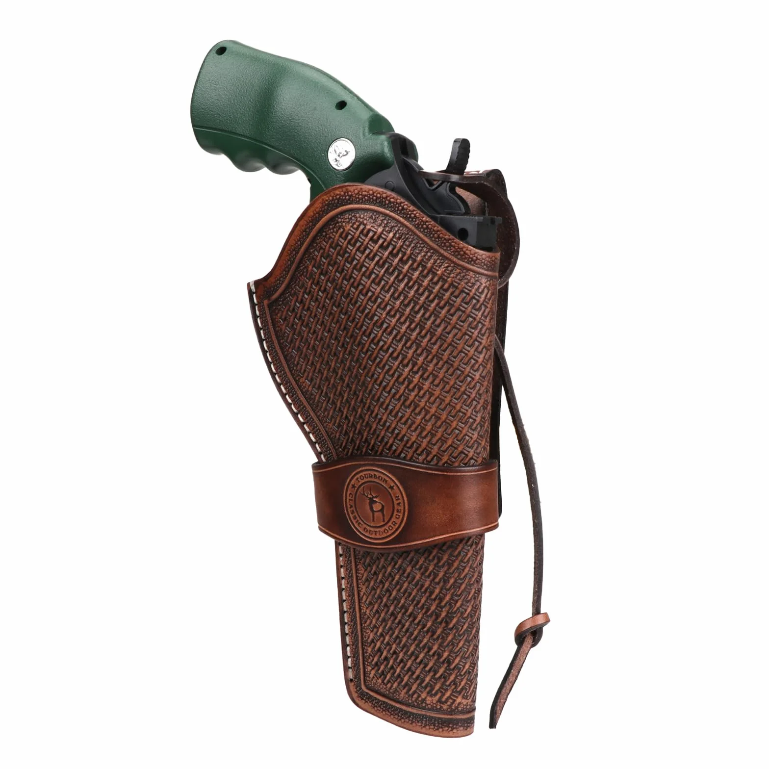 TOURBON Kabura na pistolet z prawdziwej skóry western kowbojski pas kabury rewolwer pistolet torba do przenoszenia