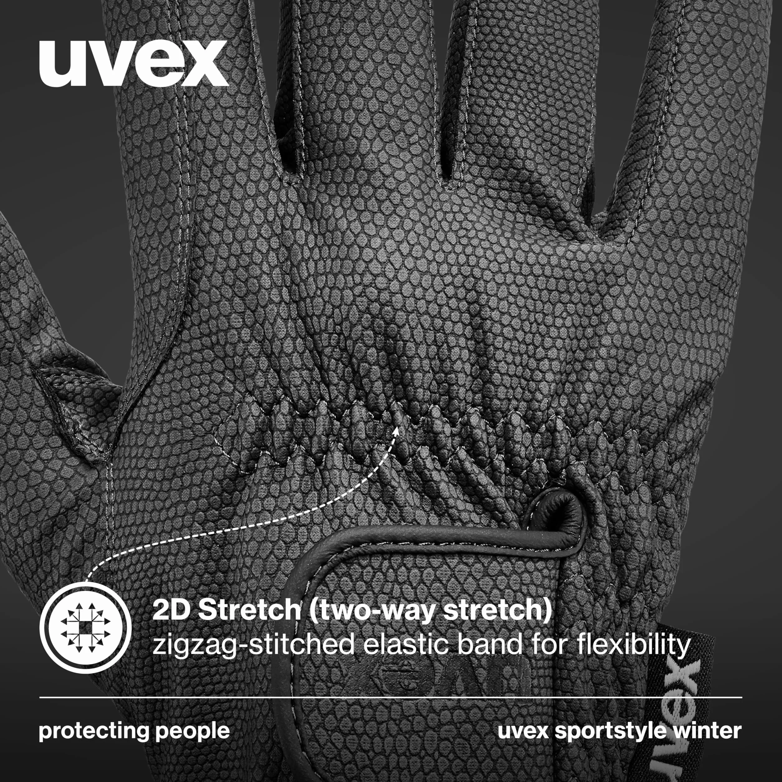 uvex sportstyle winter - rozciągliwe rękawiczki jeździeckie unisex - znakomity chwyt i trwałość - izolacja Thinsulate - black - 9.5