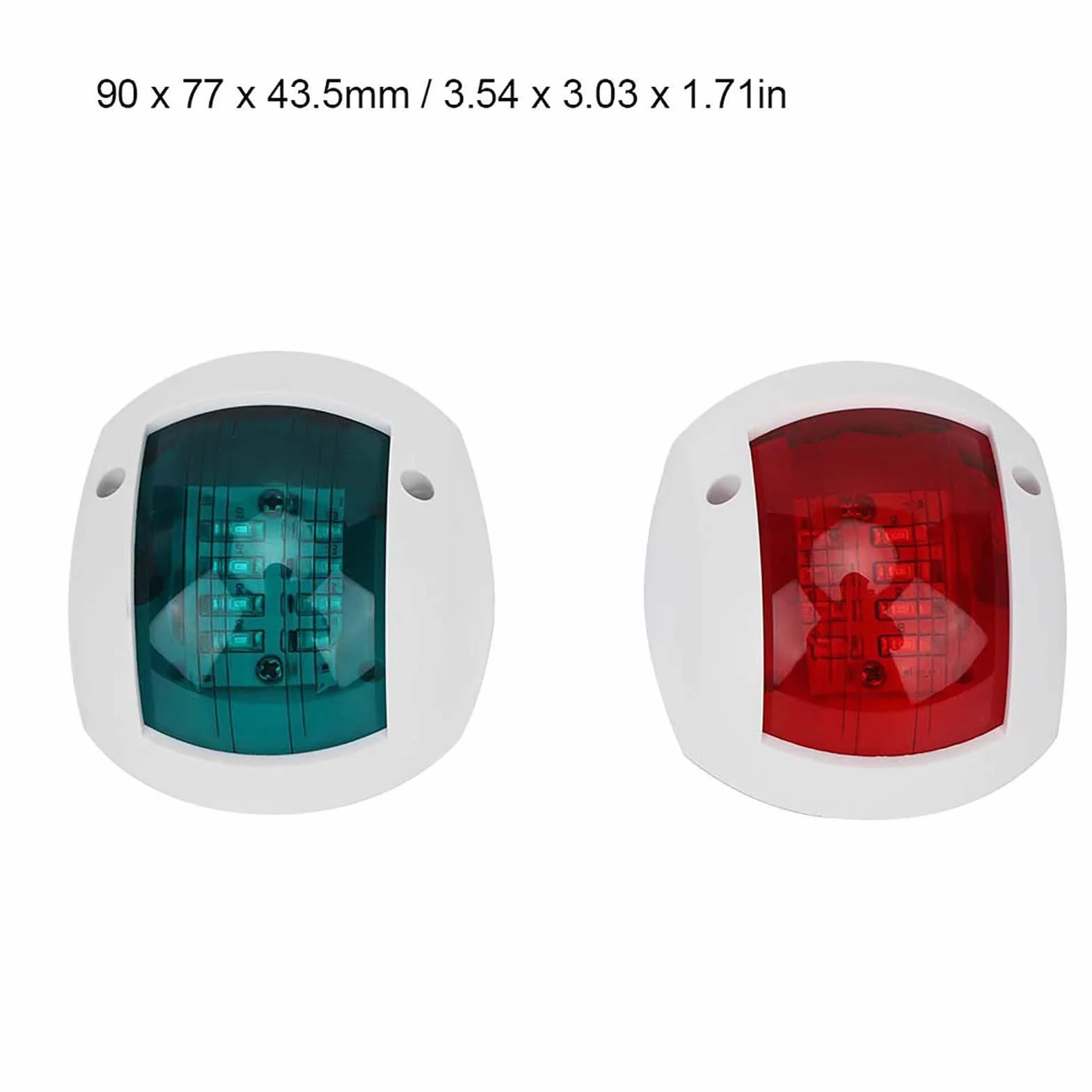 Qiilu Para świateł nawigacyjnych LED łodzi, czerwona zielona sferyczna lampa sygnalizacyjna, wodoodporna DC12V-24V 3W