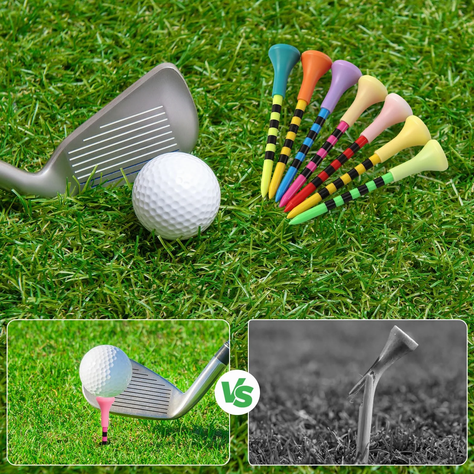 DELAESI 60 sztuk kolorowych kołków golfowych z tworzywa sztucznego 83mm dla golfistów hobbystów, profesjonalnych golfistów, młodzieży