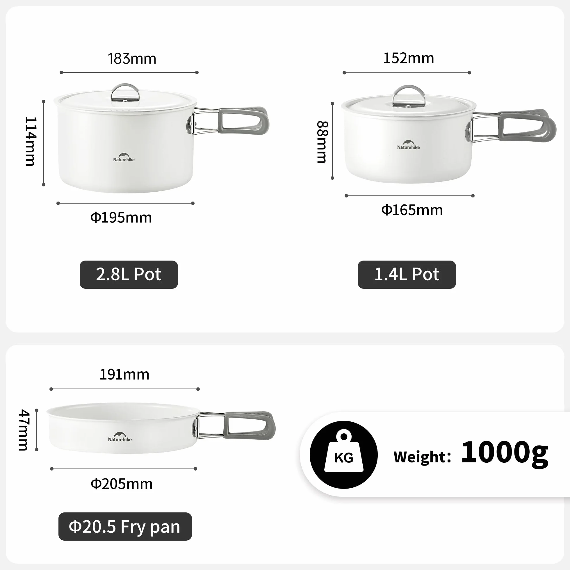 Naturehike zestaw naczyń kempingowych aluminiowych patelnie garnki przenośne