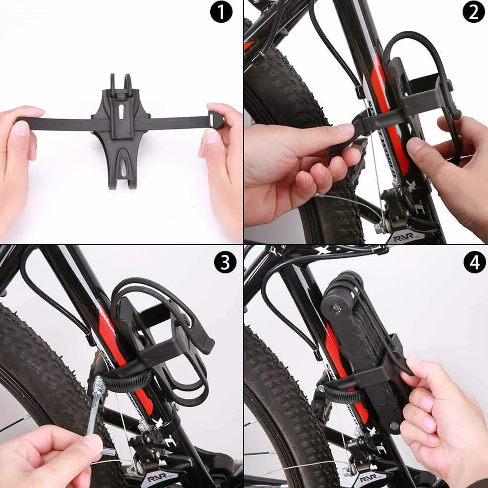 toptrek Składane zapięcie rowerowe z uchwytem, zapięcie rowerowe, klucz, długość 94 cm, 8 przegubów, zamek do rowerów górskich, szosowych, BMX, MTB (czarny)