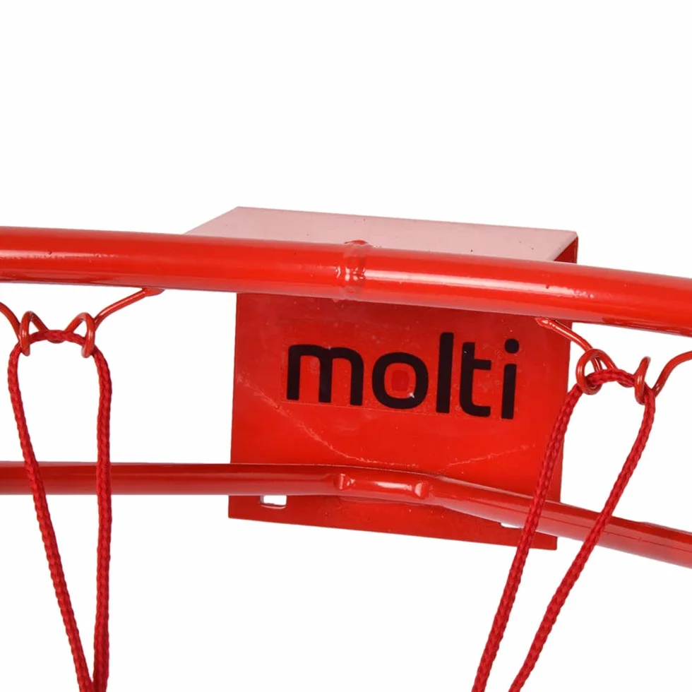 molti Kosz do koszykówki Ø 45 cm / 37 cm wiszący pierścień do koszykówki z siatką i śrubami mocującymi do użytku na zewnątrz + 4 śruby mocujące