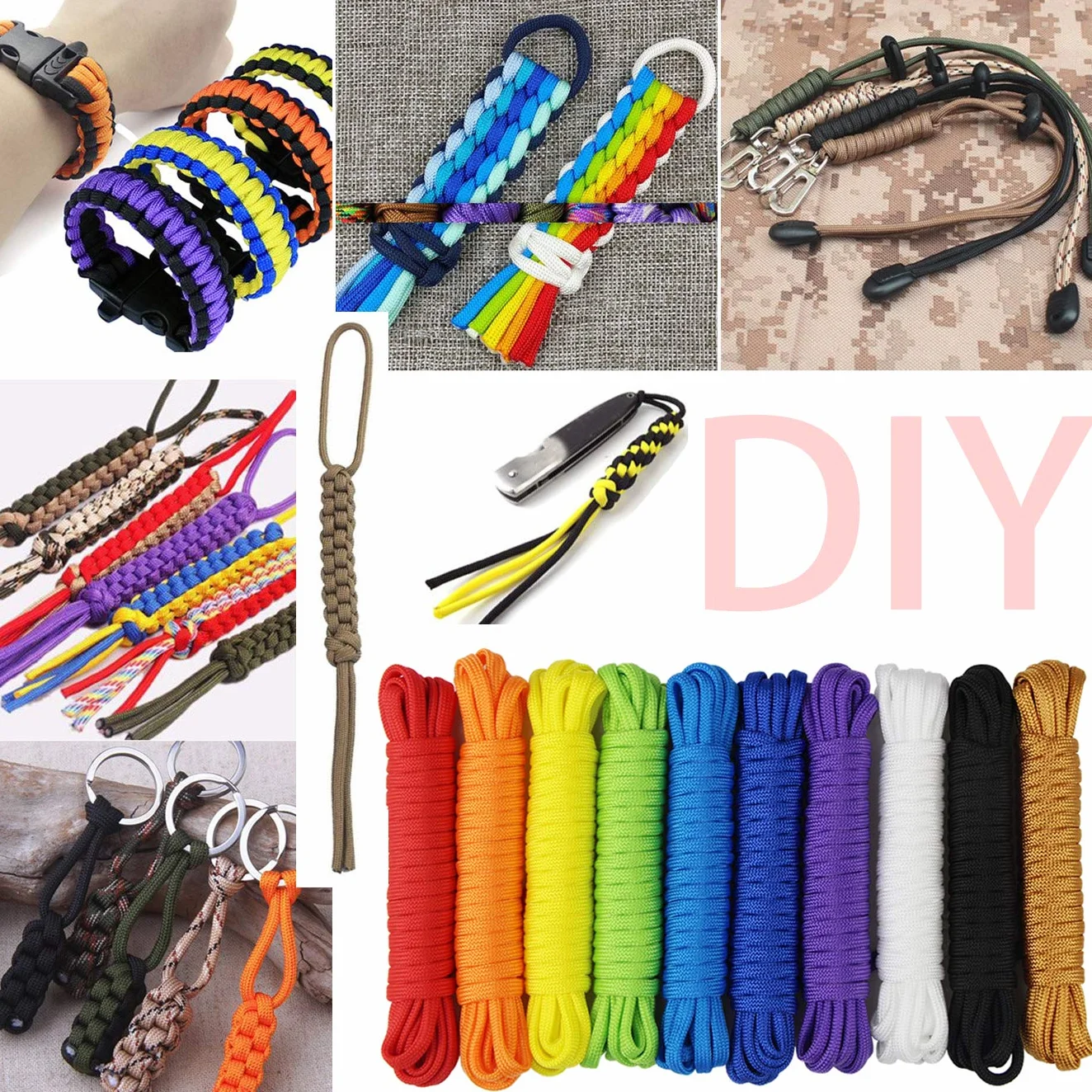 Bransoletki paracord 10 szt. linka 7-żyłowa nylonowa do survivalu kemping