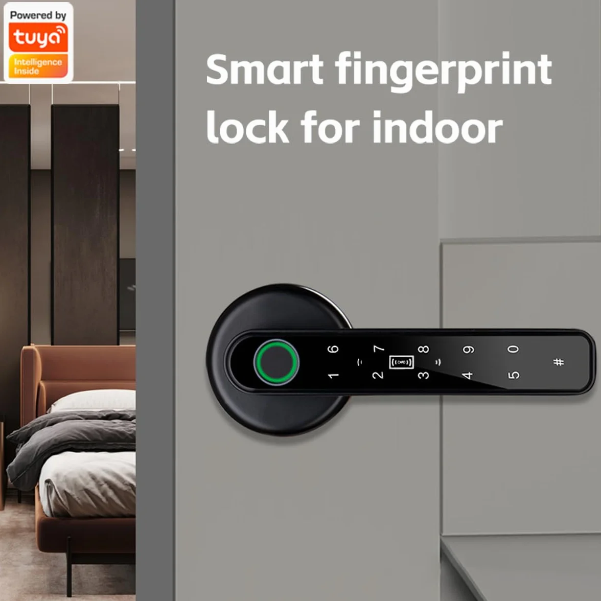 Fingerprint Door Lock 5 w 1 Smart Door Knob z APP/Karta/IC/Password/Keypad