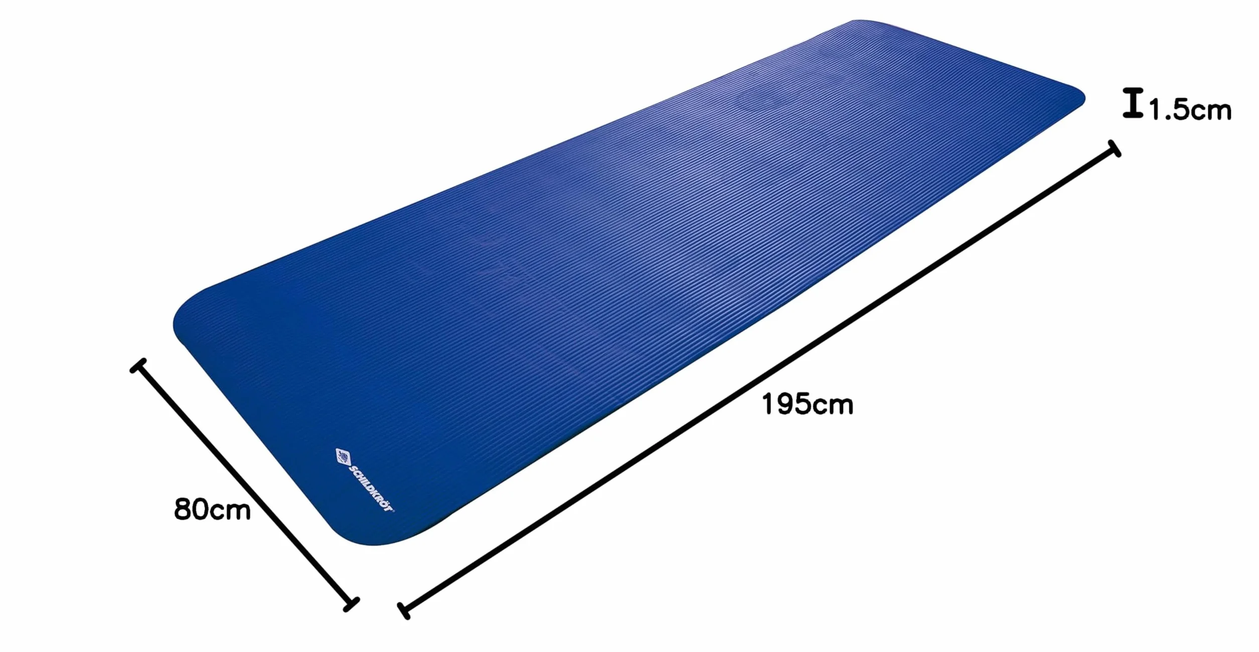 Schildkröt Mata do fitnessu XL, 15 mm, 195 x 80 cm, niebieska, antypoślizgowa, optymalna dla większych osób, z paskiem do noszenia, 960163