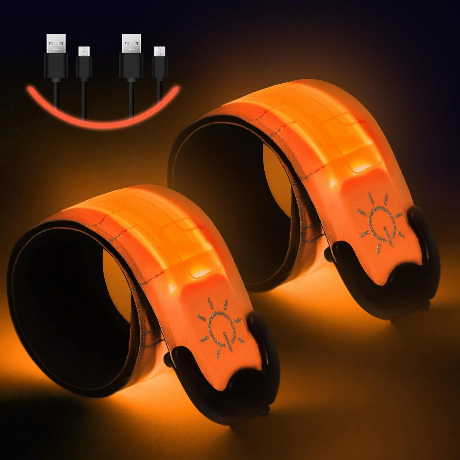 flintronic 2 opaski świetlne LED z możliwością ładowania USB, odblaskowe opaski do biegania LED, regulowane migające paski bezpieczeństwa, podświetlane paski sportowe, 2 szt