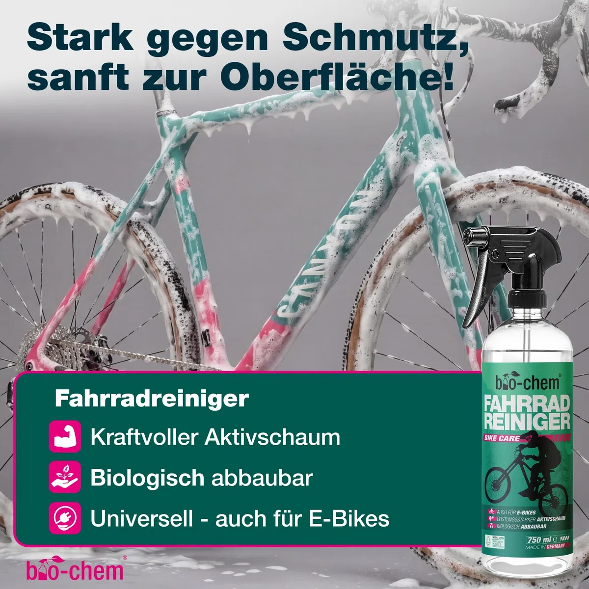 Bio-Chem - Zestaw 7 produktów do czyszczenia roweru - Środek do czyszczenia ram rowerowych - Środek do odtłuszczania łańcucha - Olej smarujący - 3 szczotek do czyszczenia + szczotka rowerowa