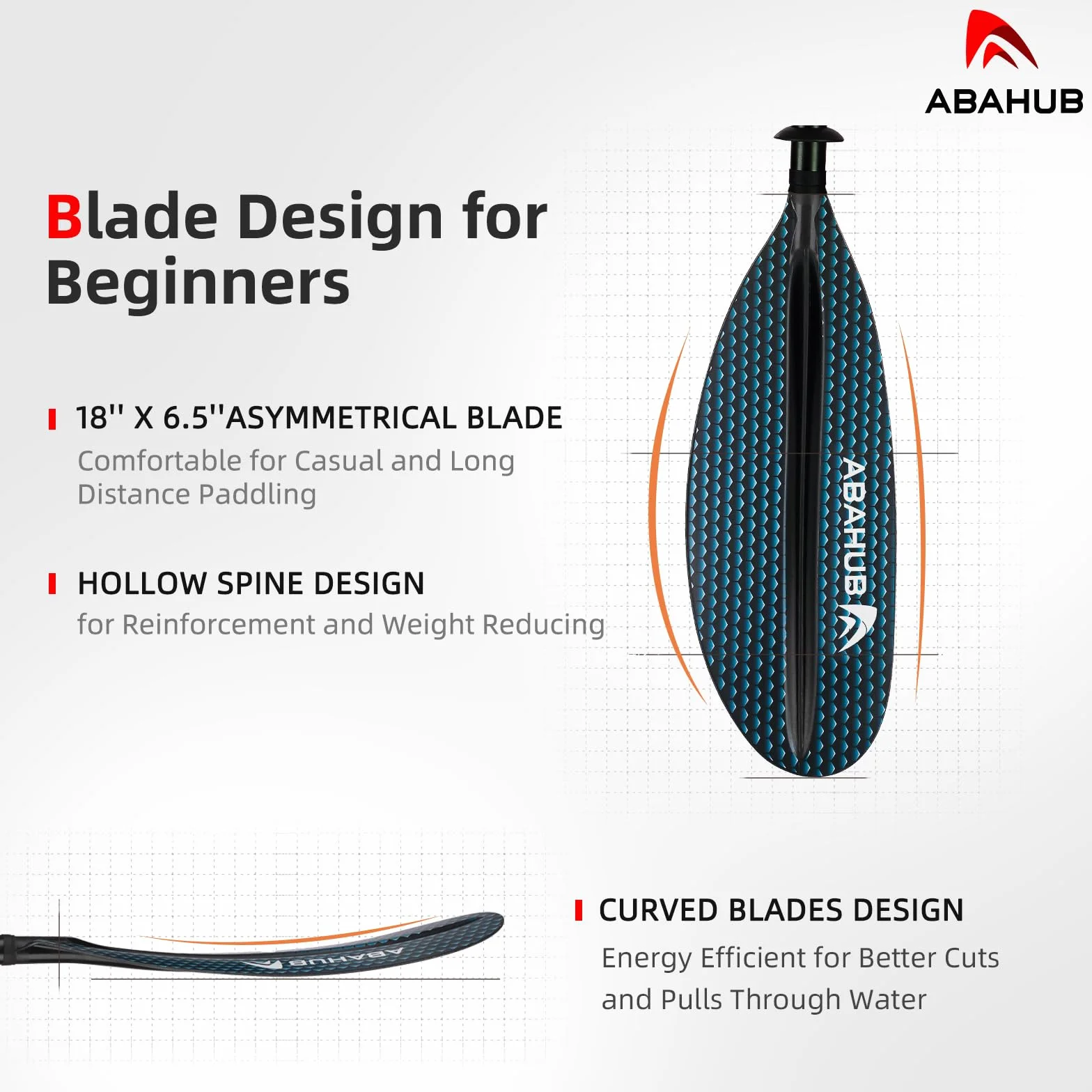 Abahub wiosło kajak podwójne aluminiowe 218/230/241 cm z paddleliną, pręt ze stopu aluminium, plastikowe ostrza czarny/biały/czerwony/niebieski