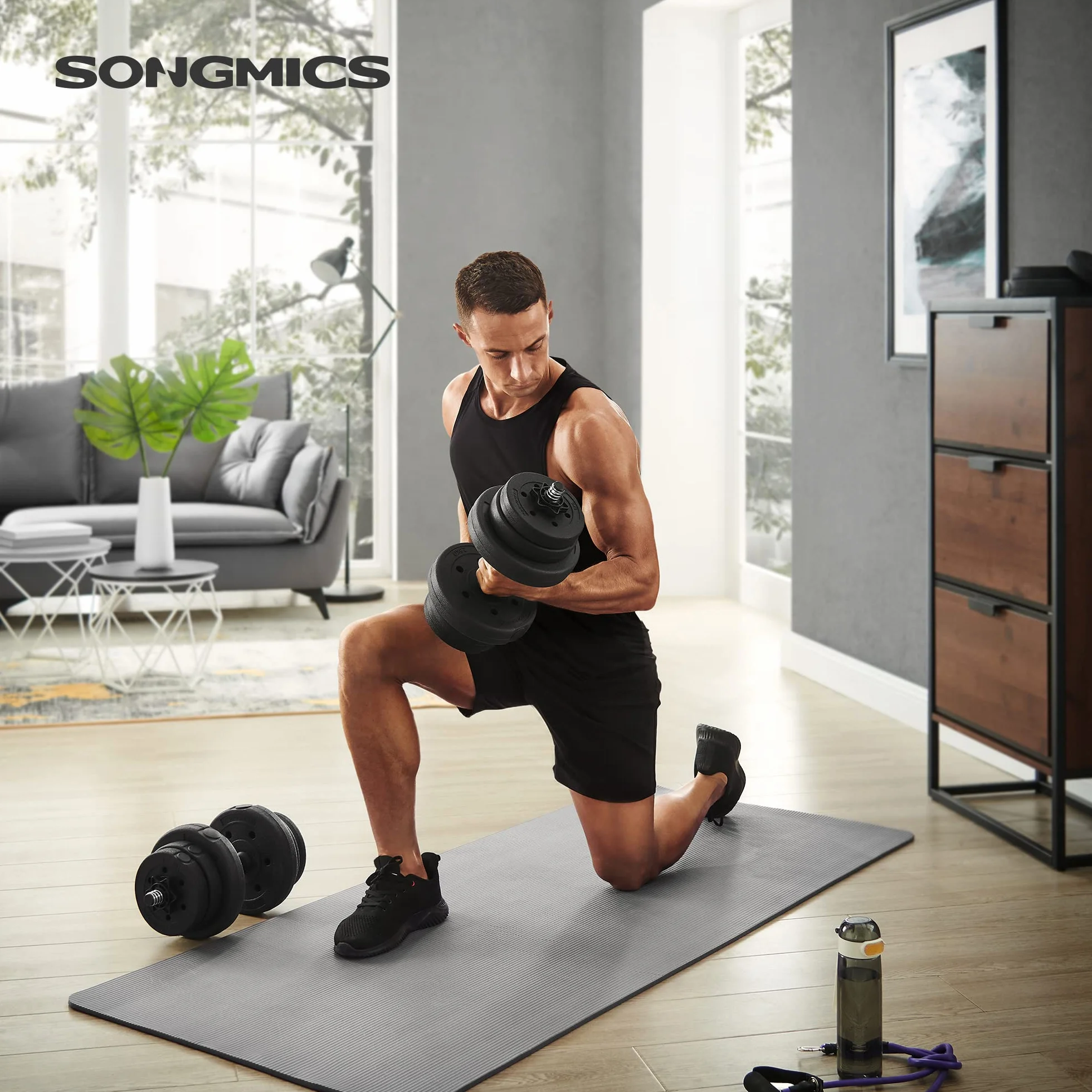 SONGMICS Hantle zestaw 20 kg czarne SYL20HV1