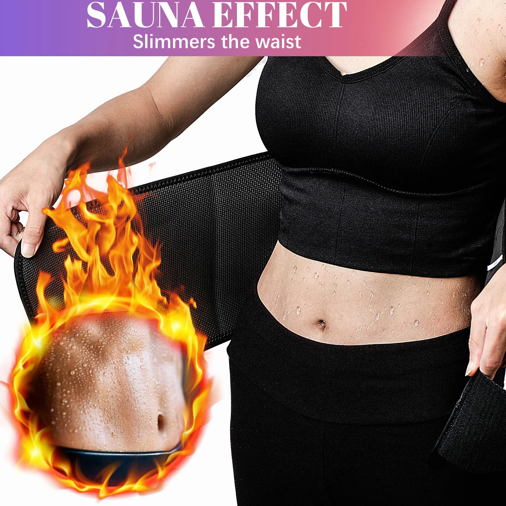LUZOON Pas wyszczuplający brzuch neoprenowy regulowany do sauny fitness
