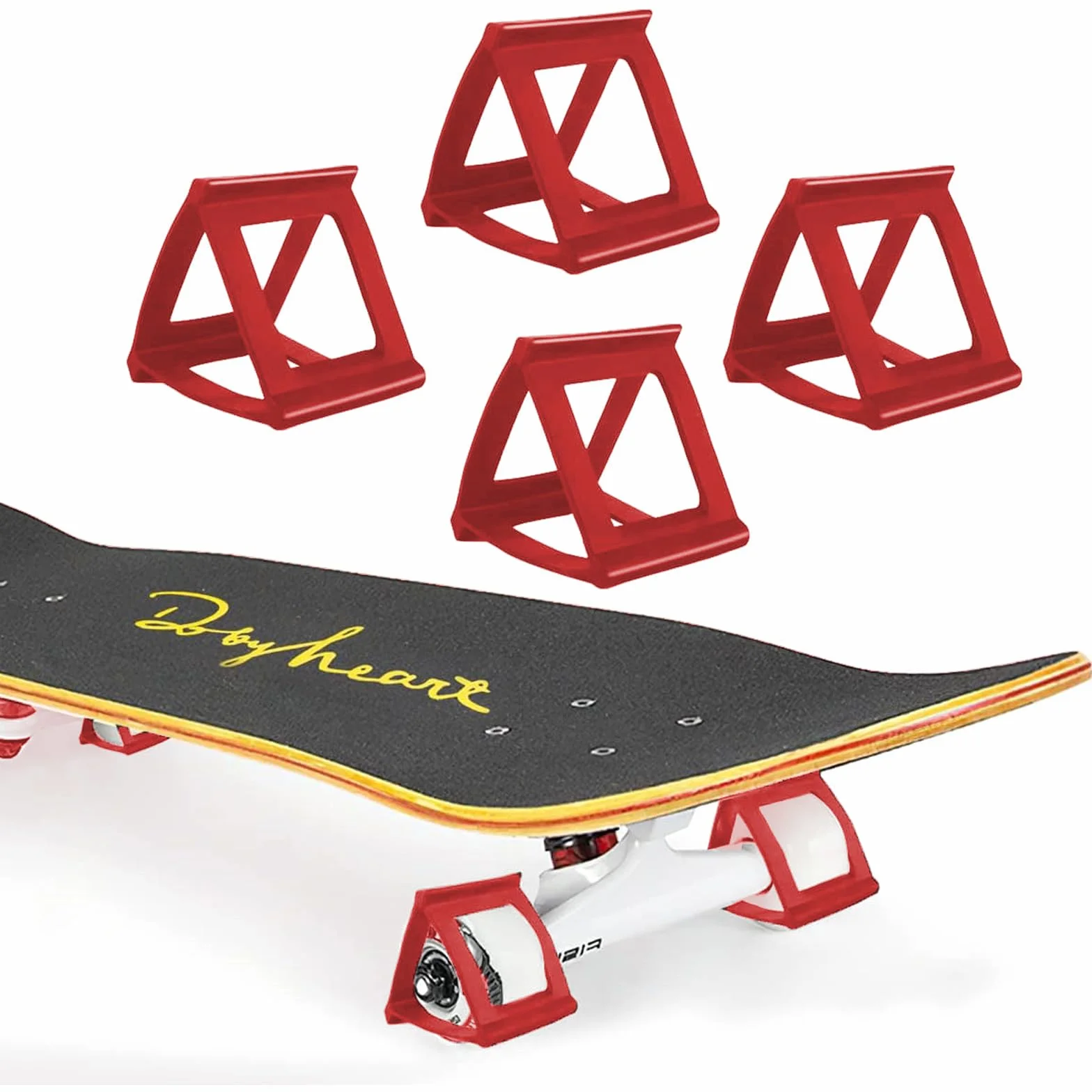 4 pierścienie ochronne do trenera deskorolki, akcesoria treningowe na deskorolce, gumowe akcesoria do jazdy na deskorolce, prezenty dla początkujących skateboardów (czerwone)