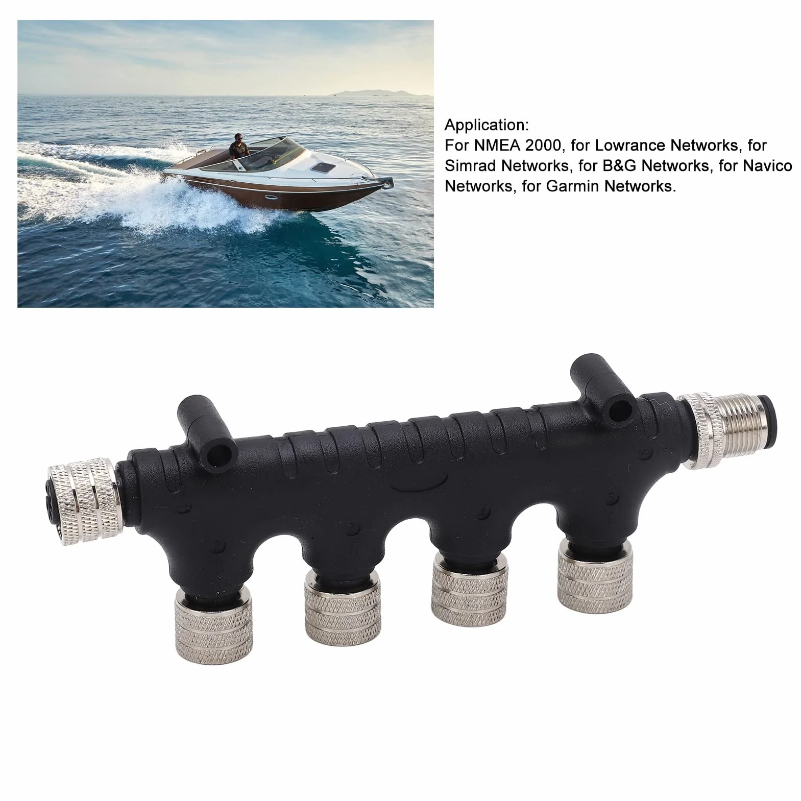 Wieloportowe Złącze Typu T NMEA 2000, 4-portowe Wieloportowe Złącze Typu T NMEA 2000 5-stykowe Szkieletowe Kable Odgałęźne 4-portowy Wieloportowy Terminator Trójnikowy do Sieci