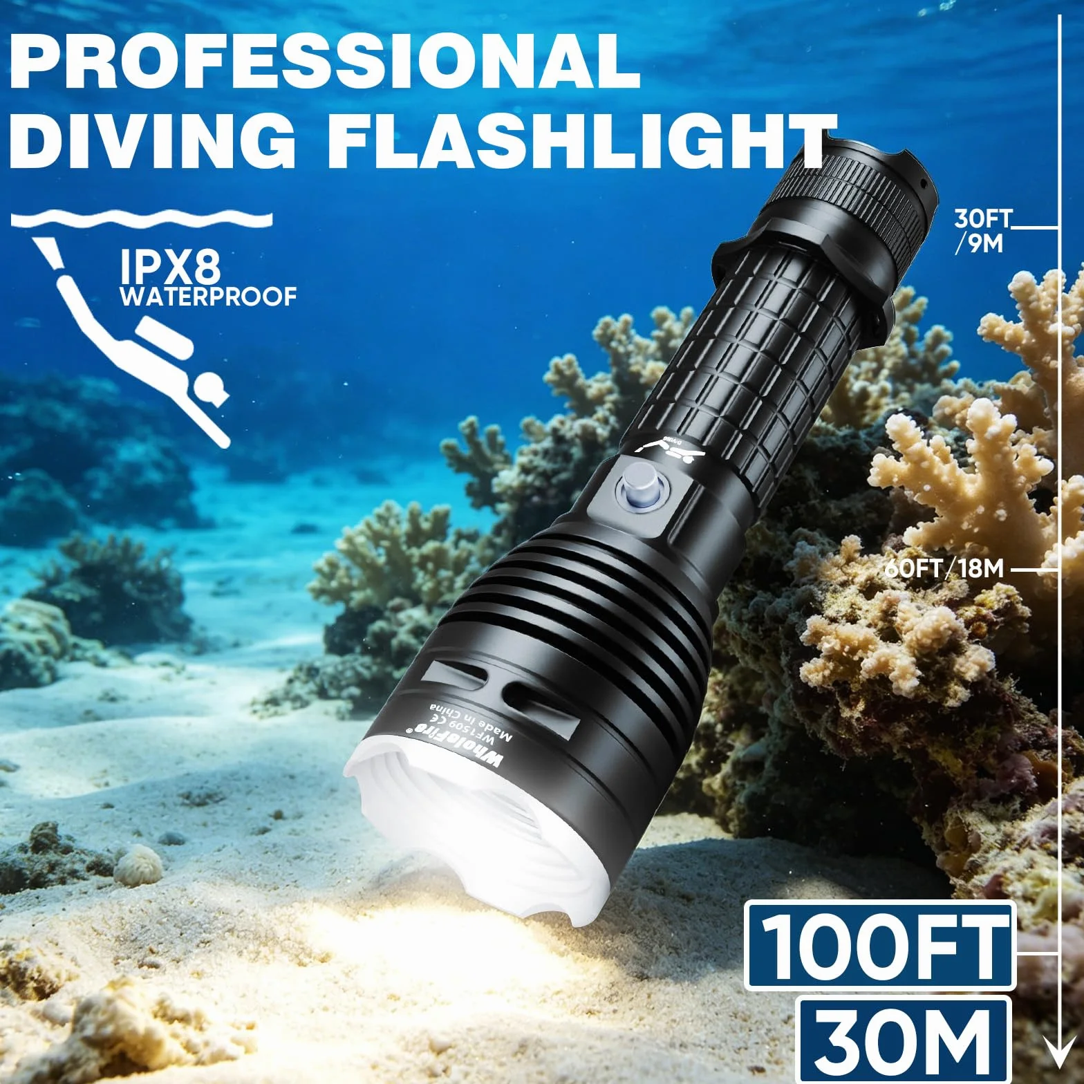 Underwater Diving 2000 Lumenów Latarka do nurkowania, latarka do nurkowania LED z 3 trybami, światło do nurkowania LED Nocne światło do nurkowania