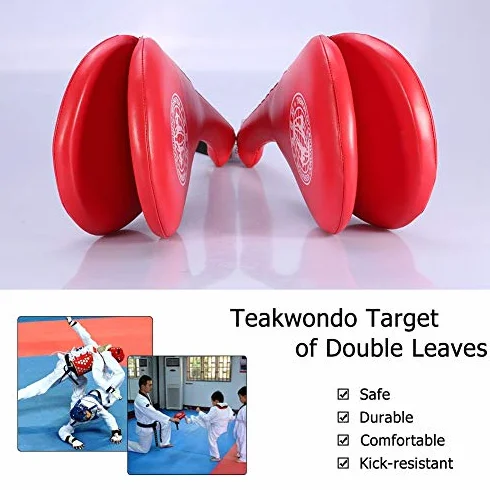Tbest Taekwondo Pads, 1 Pair, Red, PU + EVA, 38 x 19 x 5 cm, Martial Arts Boxing Training