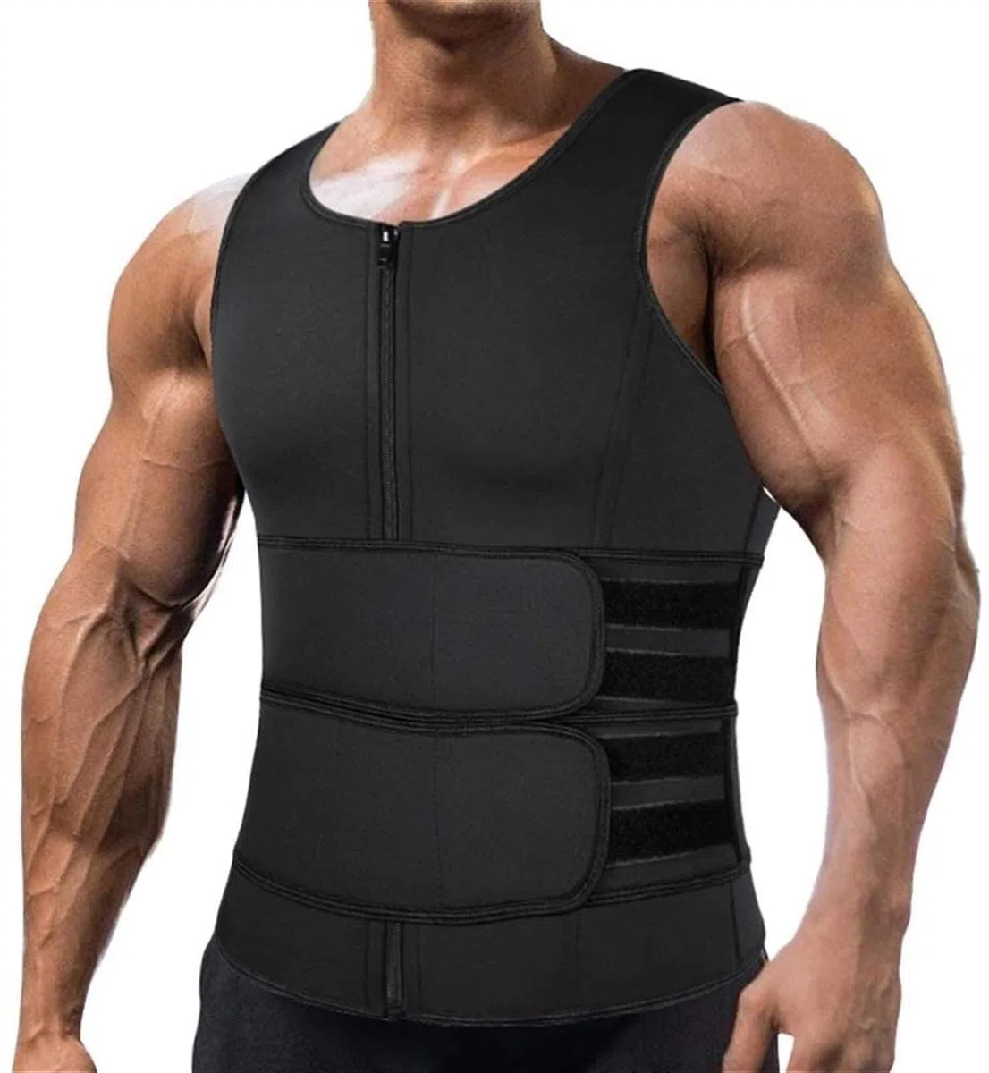 Odchudzająca Tankwear Mężczyzna Dzianina Sauna Pocenie Odchudzające Polimerowa Kamizelka Koszulka (Color : Black, Size : 3XL)