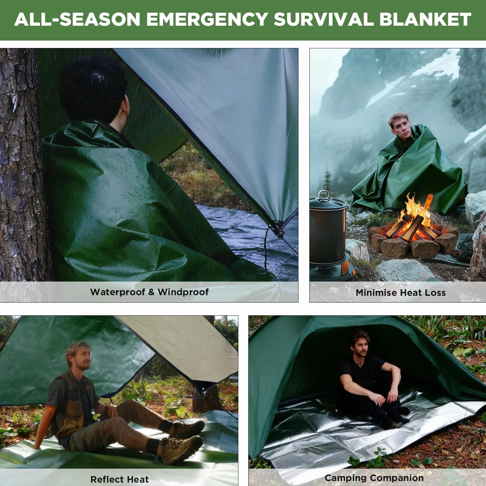 E EASTSTORM 210 × 150 cm, pogrubiony koc awaryjny, śpiwór, survivalowy, koc ratunkowy, plandeka ratunkowa, wodoszczelna, plandeka termiczna, plandeka namiotowa, ultralekka, ochrona przed zimnem na