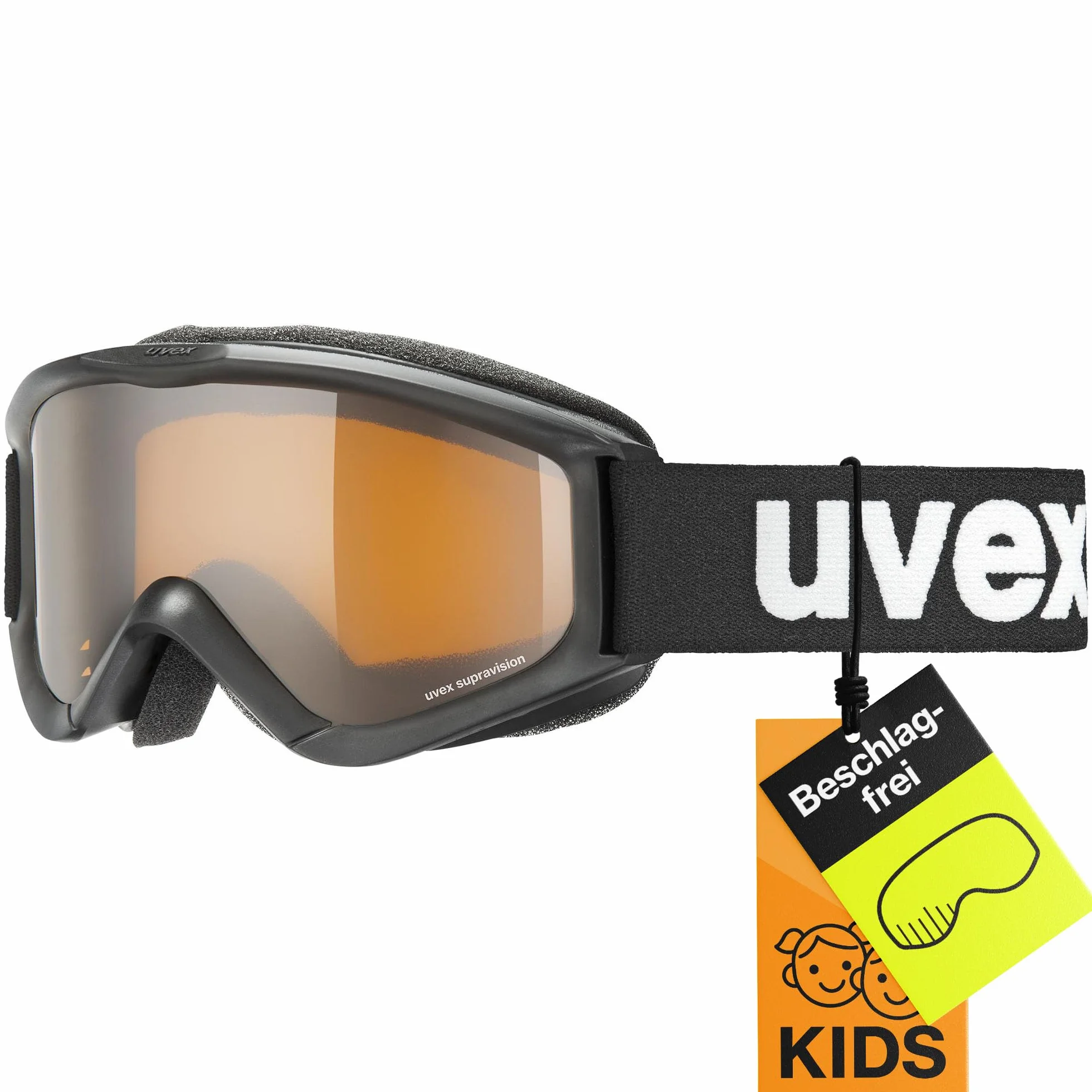 uvex speedy pro - gogle narciarskie dla dzieci - wzmacniające kontrast - powiększony zakres widzenia bez efektu zaparowania - black/lasergold - one size